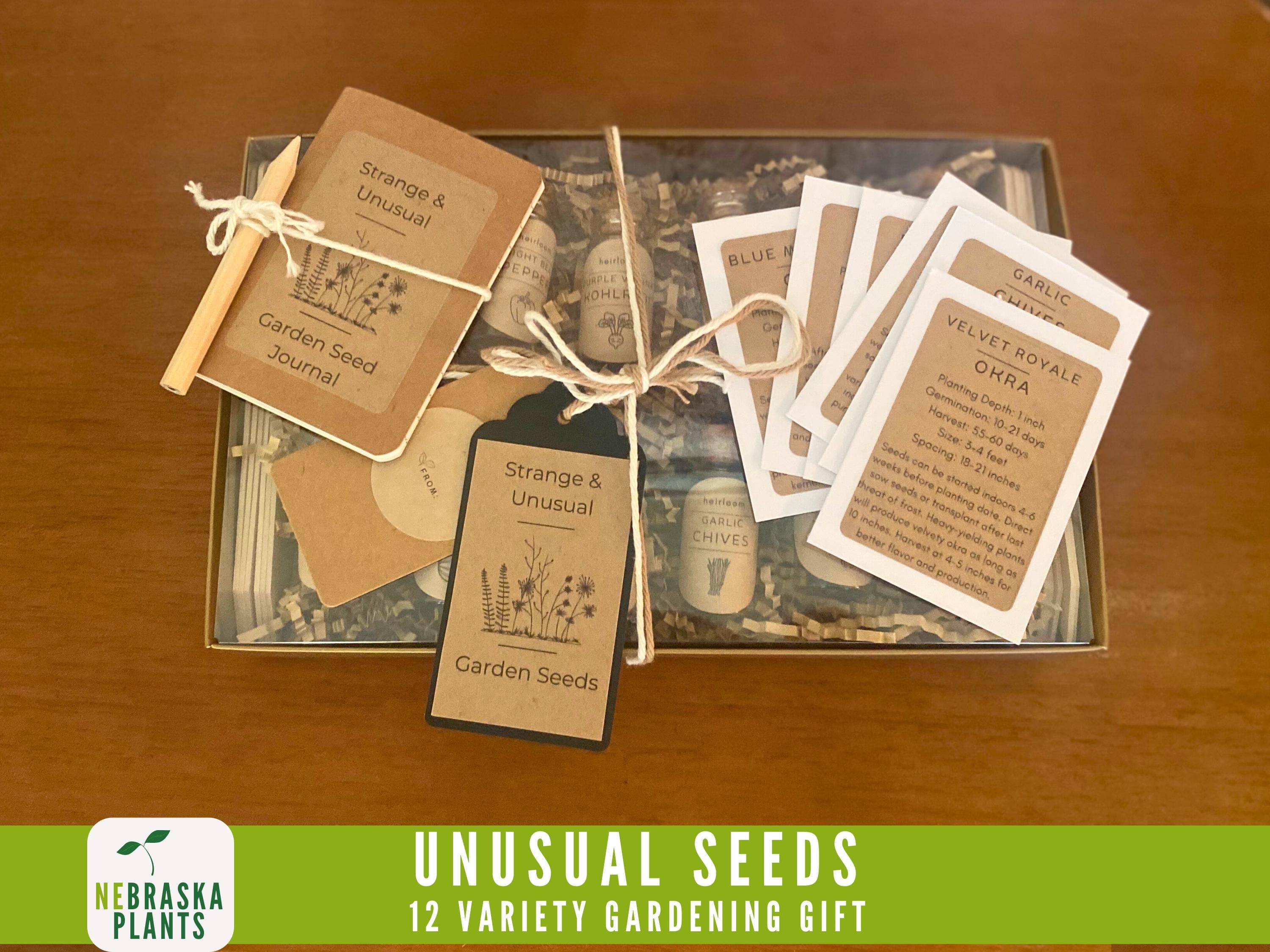 Unique gardening gift collection featuring rare and unusual heirloom seeds for gardeners