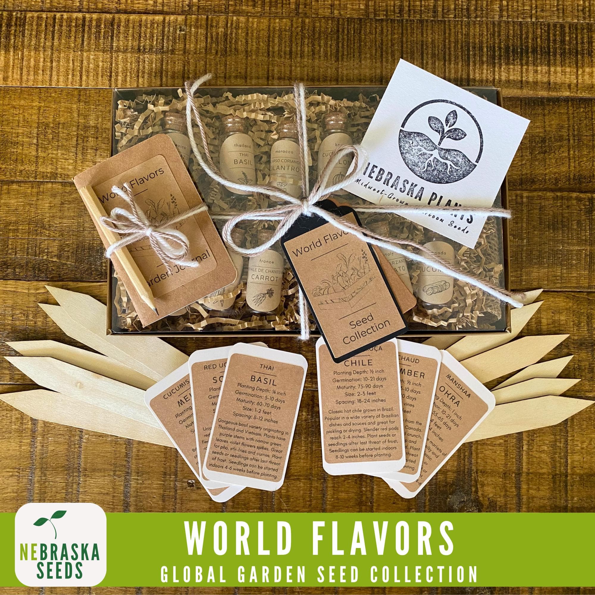 World Flavors Garden Seed Collection ā rare and exotic seeds from around the world displayed in eco-friendly packaging