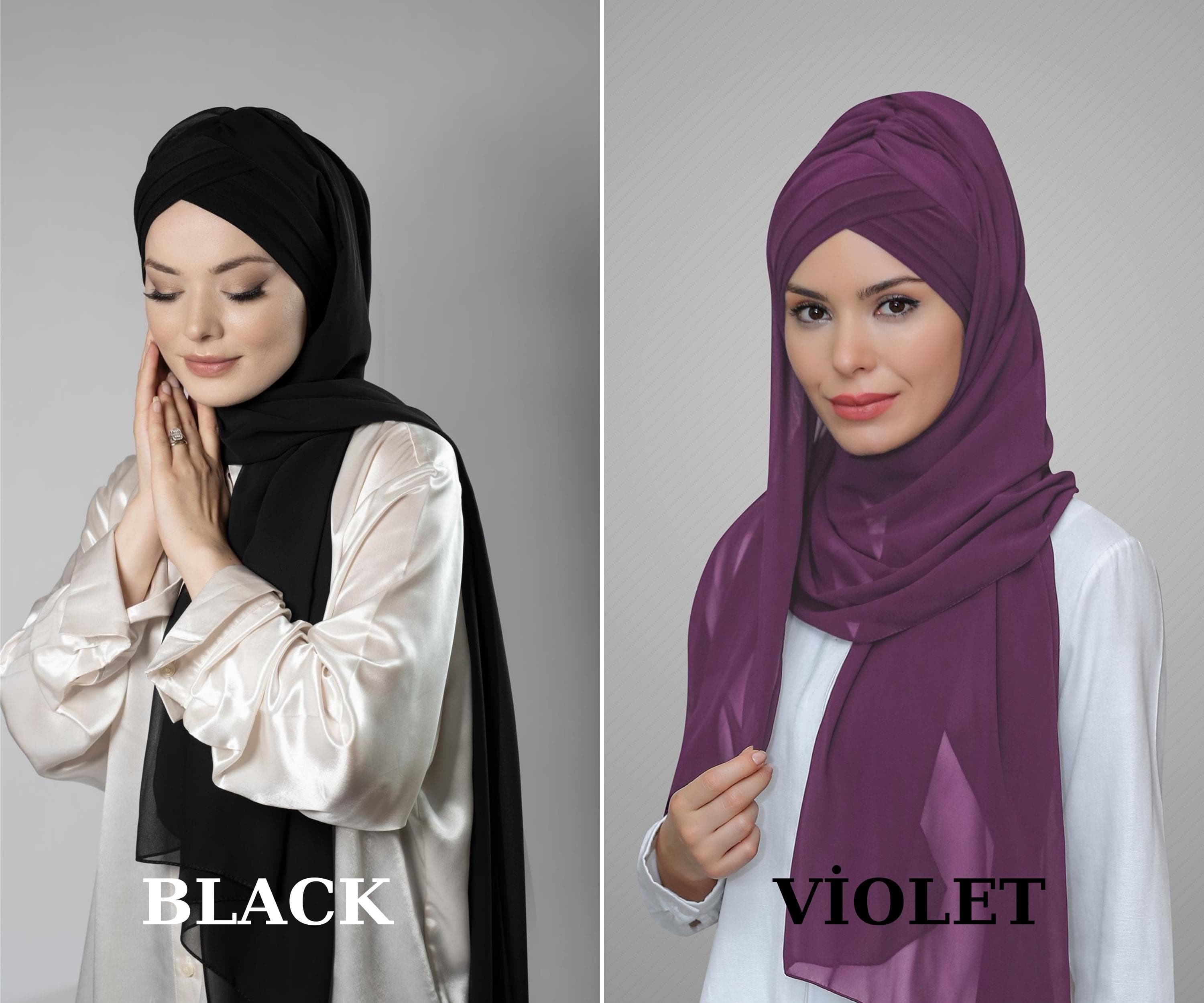 Multi-Color Chiffon Hijab Scarf | Instant Bonnet and Three-Band Style for Women’s Modest Fashion, Hijab Scarf, Hijab Dress Fashion