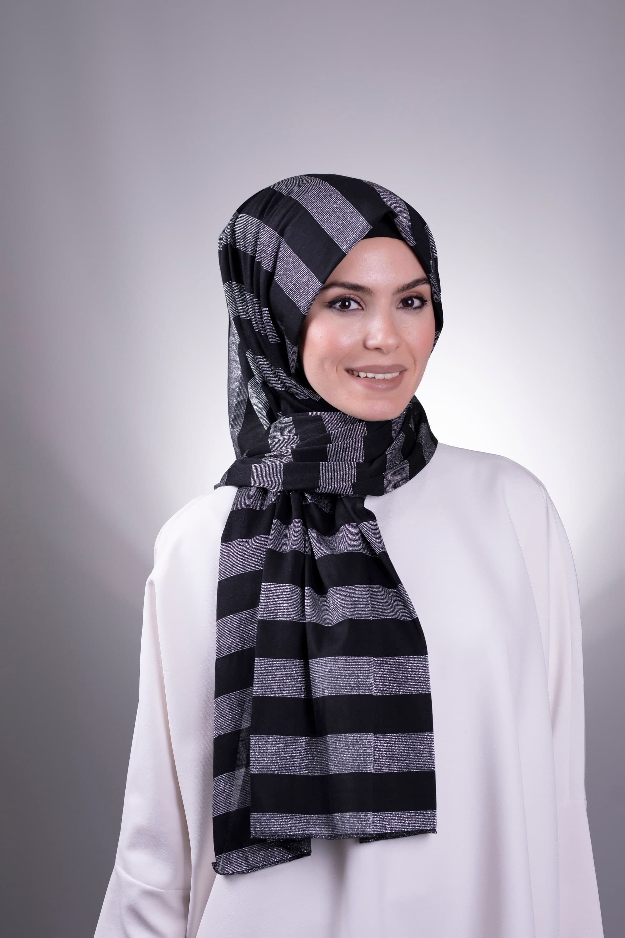 Modest Fashion Ensemble: Set of 3 Glitter Shawls in Viscose Fabric - Stylish Turban Set - Elegant Glitter Shawl in Viscose Fabric - image 2