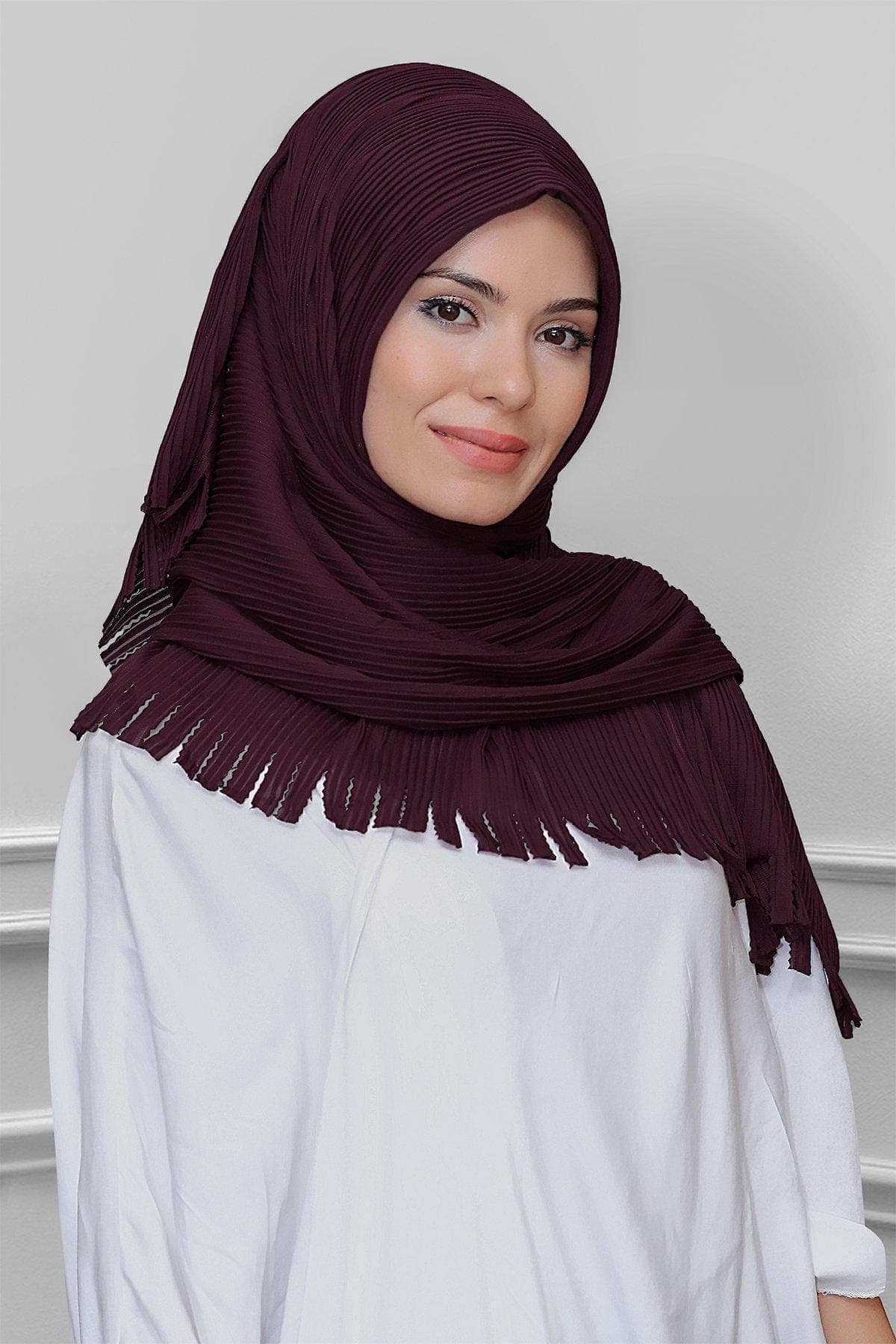Elegant Tie-Back Pleated Hijab Scarf, Laser-Cut Design with Fringe in Beautiful Color Options, Hijab Scarf, Scarf for Women, premium scarves