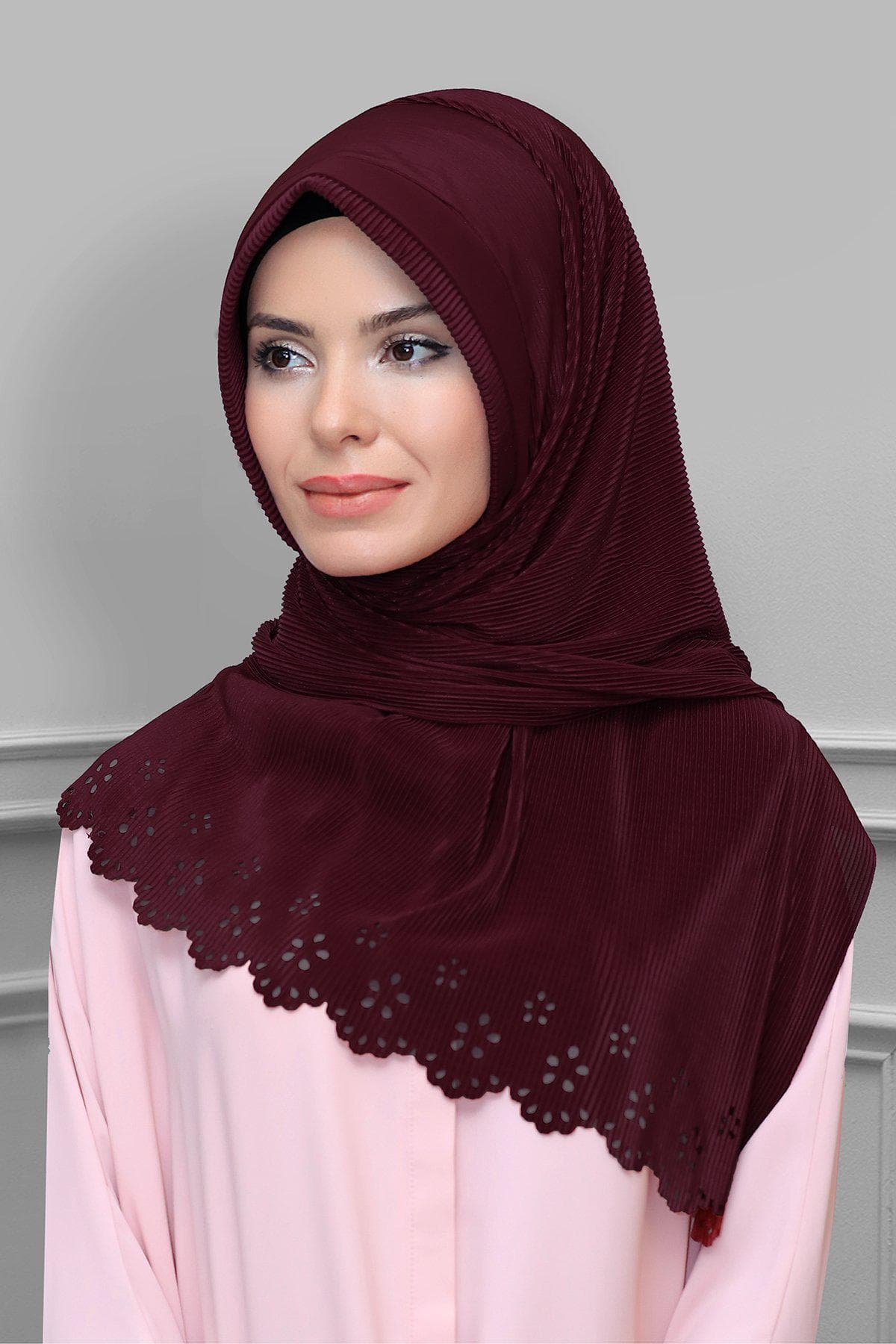 Premium Floral Pleated Hijab | Fukuro Instant Scarf in Beautiful Colors for Muslim Women - image 3