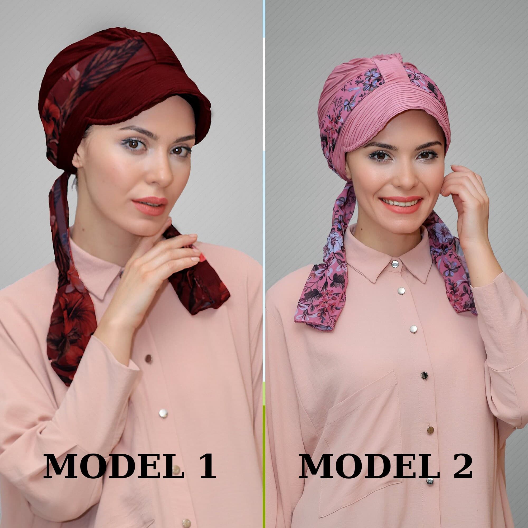 Stylish Hat Bonnet Cap | Chiffon Belted Design for Fashionable Hijab, Ready-to-Wear Hijab for Women