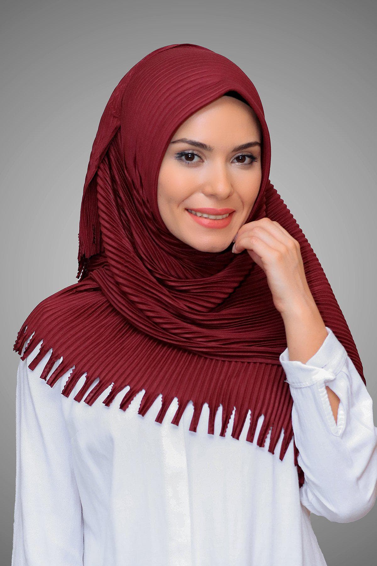Fringed Pleated Hijab Scarf, Instant Hijab in Elegant Shades, Modest Fashion,  Available in Stylish Colors for Women’s Headwear