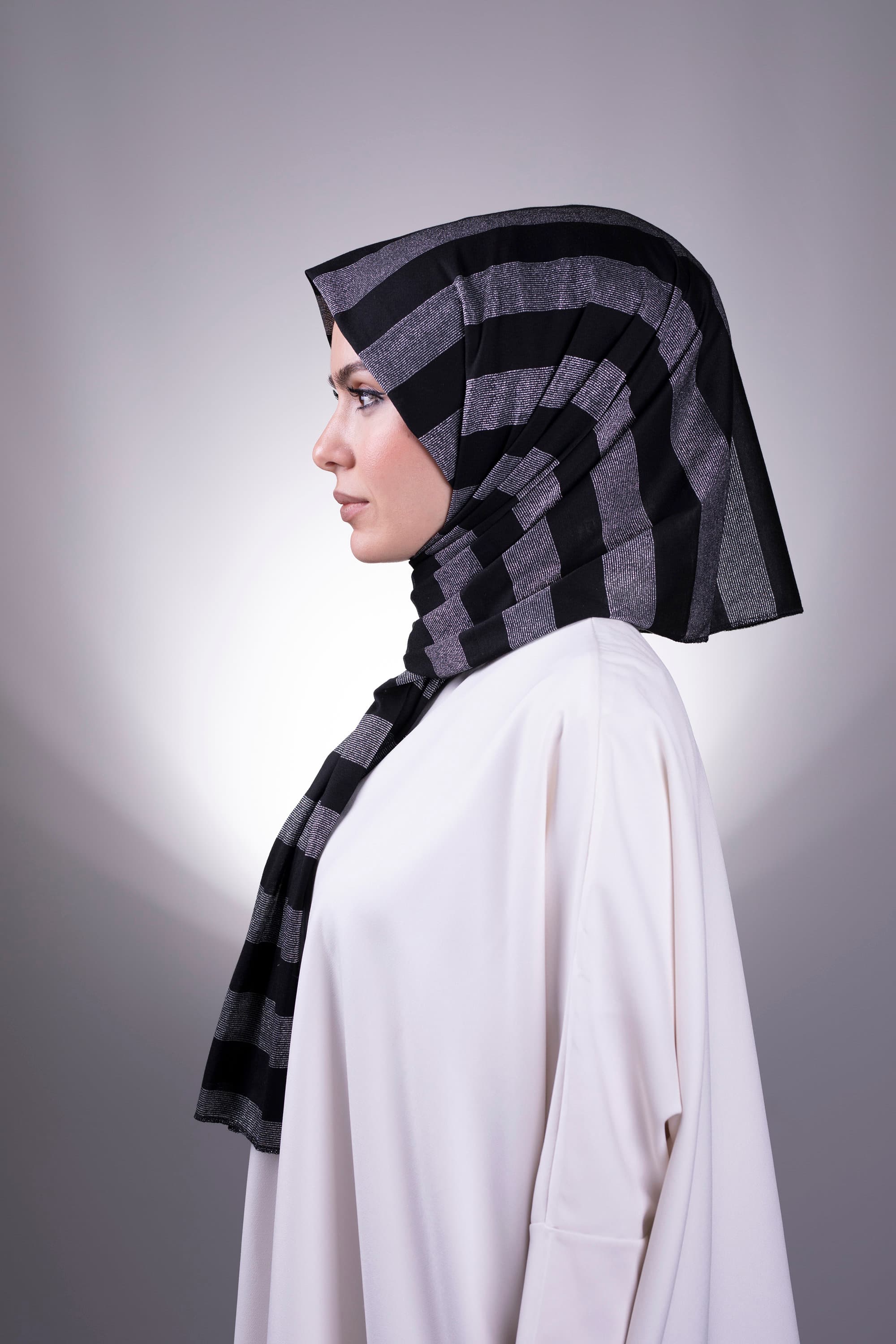 Modest Fashion Ensemble: Set of 3 Glitter Shawls in Viscose Fabric - Stylish Turban Set - Elegant Glitter Shawl in Viscose Fabric - image 3