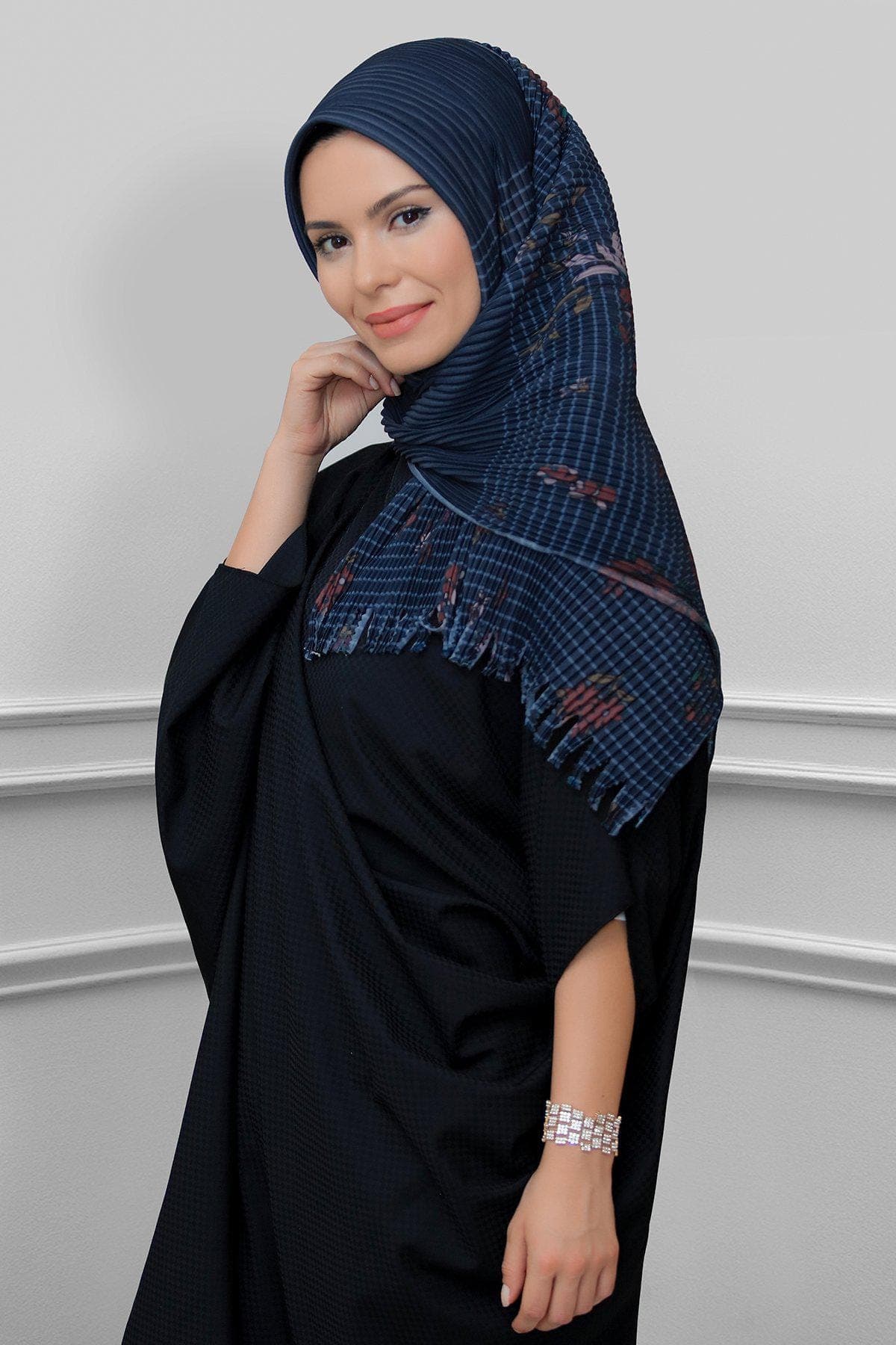 Practical Floral Pleated Hijab | Instant Scarf with Multiple Color Options for Women, Hijab Scarf, Scarf for Women, Shawl For Women