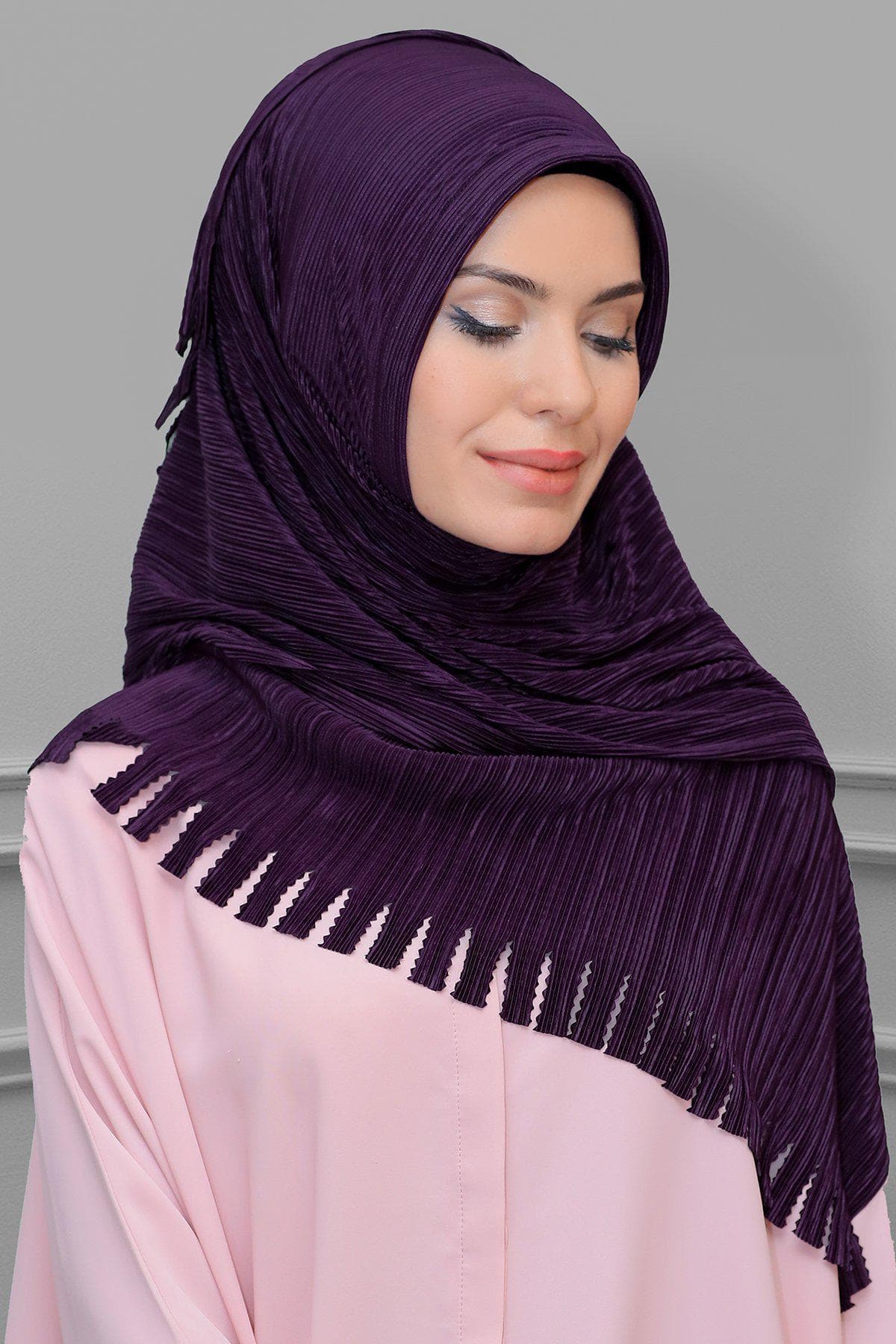 Instant Hijab Scarf with Fringe | Fukuro Pleated Design in Multiple Colors for Modest Fashion, Perfect for Women