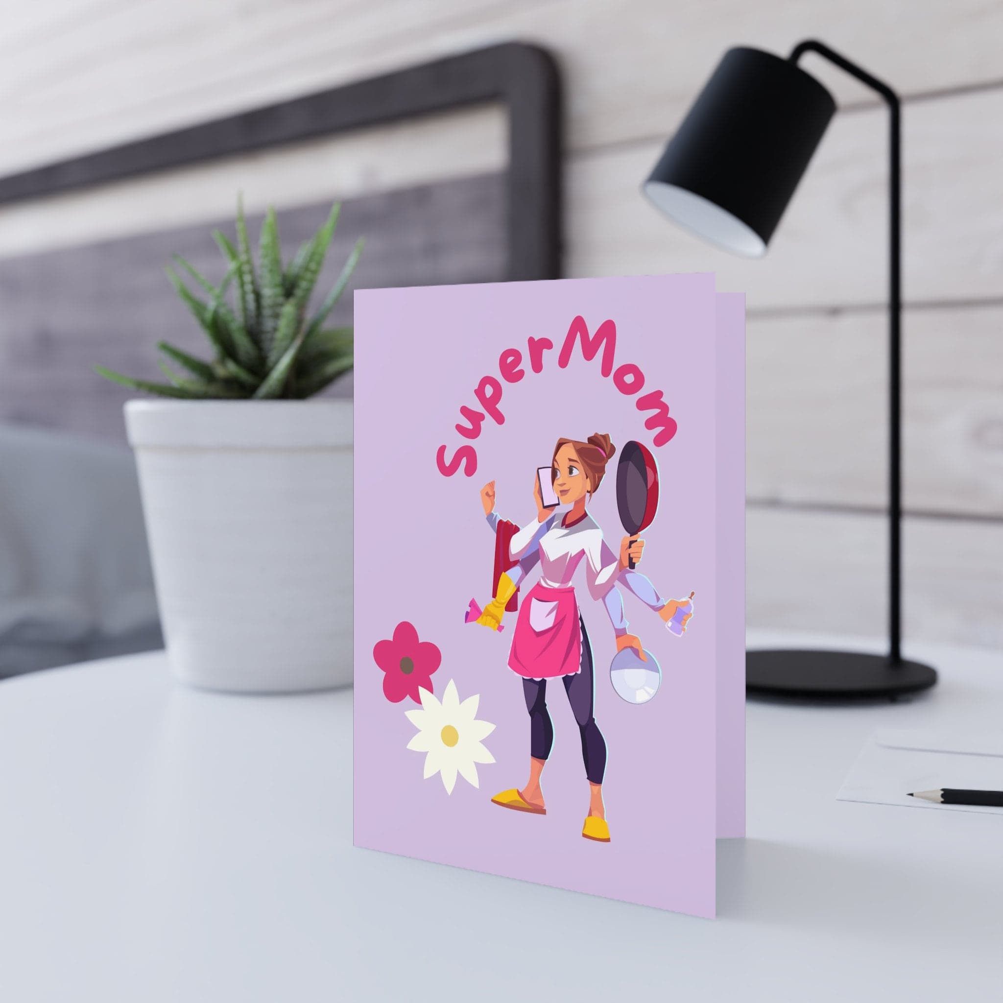 Mother's Day greeting card, SuperMom Mother's Day Card – Funny & Cute Greeting Card for Mum | Multitasking Mom Cartoon | Mother's Day Gift