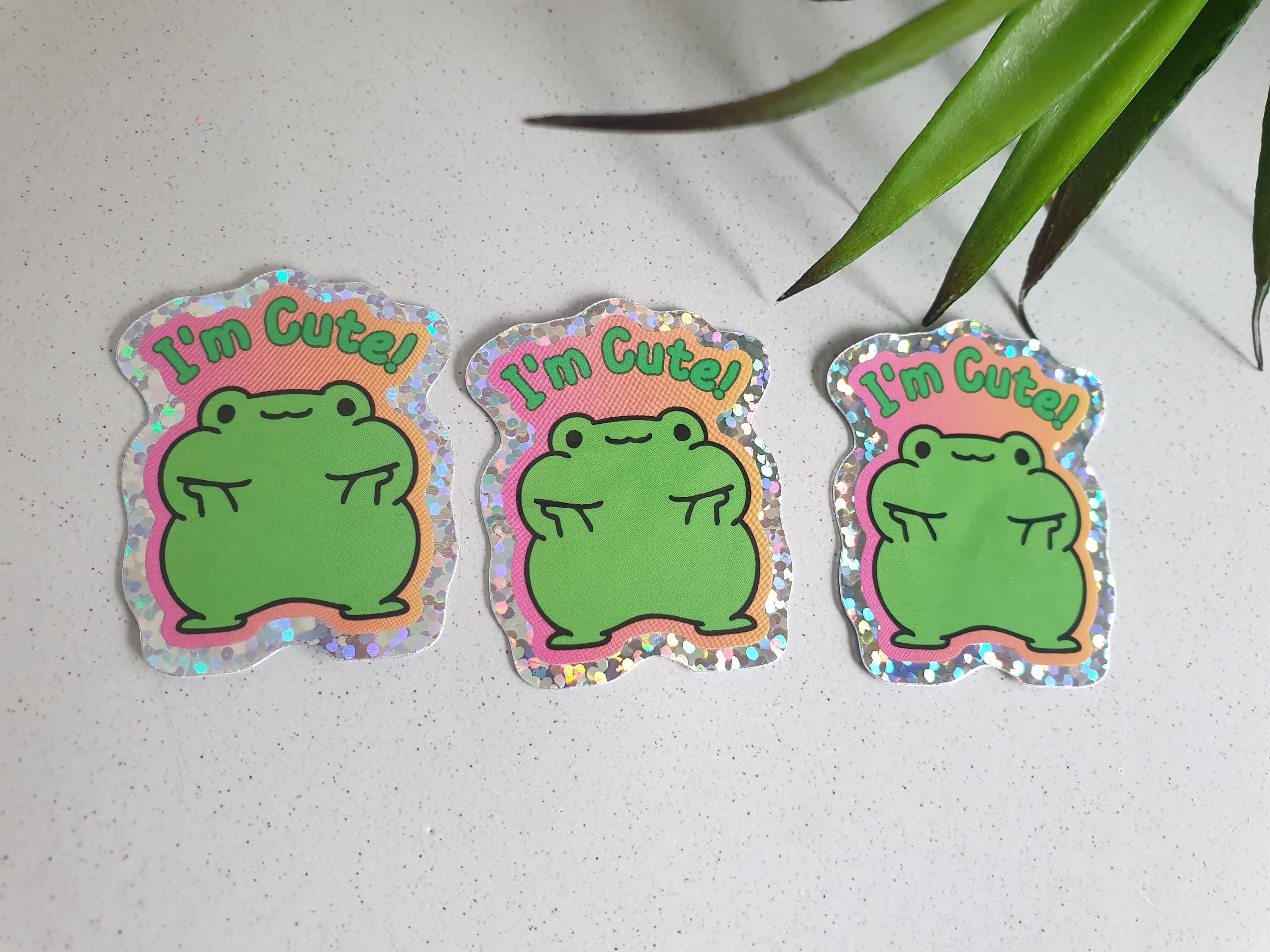 Sticker cute frog glitter sticker waterproof cute frog vinyl sticker