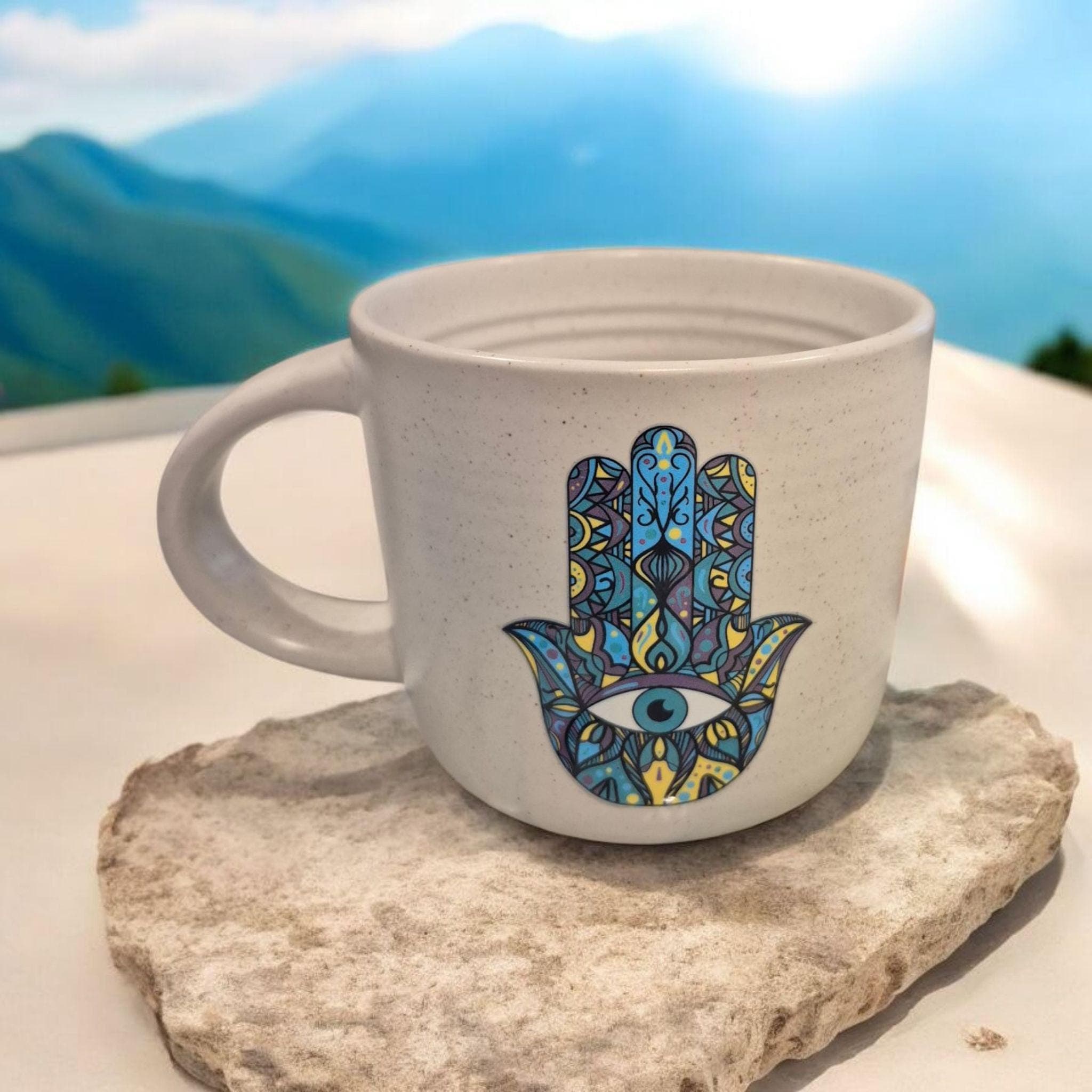 Hamsa Hand Mug: Evil Eye Spiritual Coffee Cup