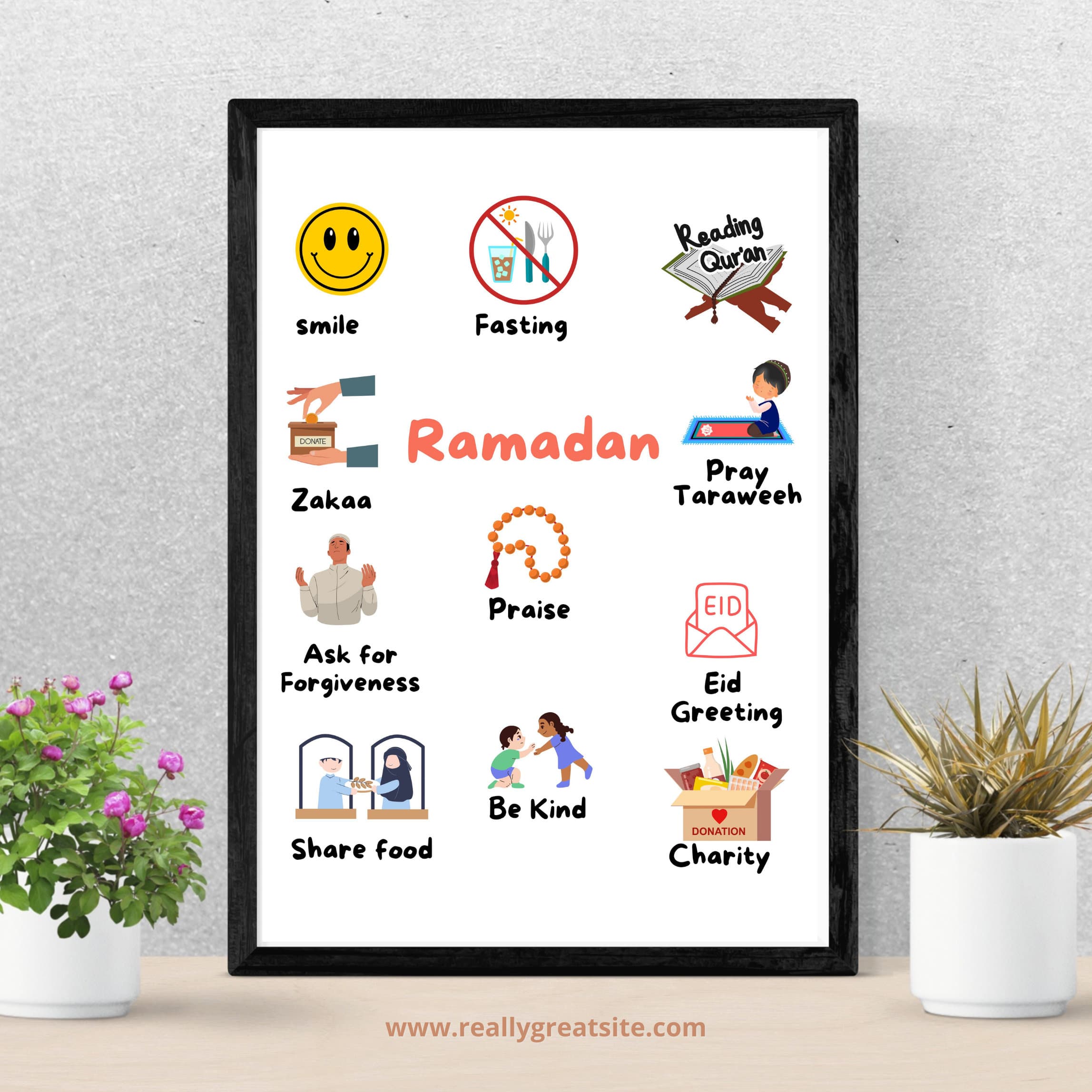 Ramadan Art Print, Muslim Home Decor, Islamic Homeschool (Digital Download)