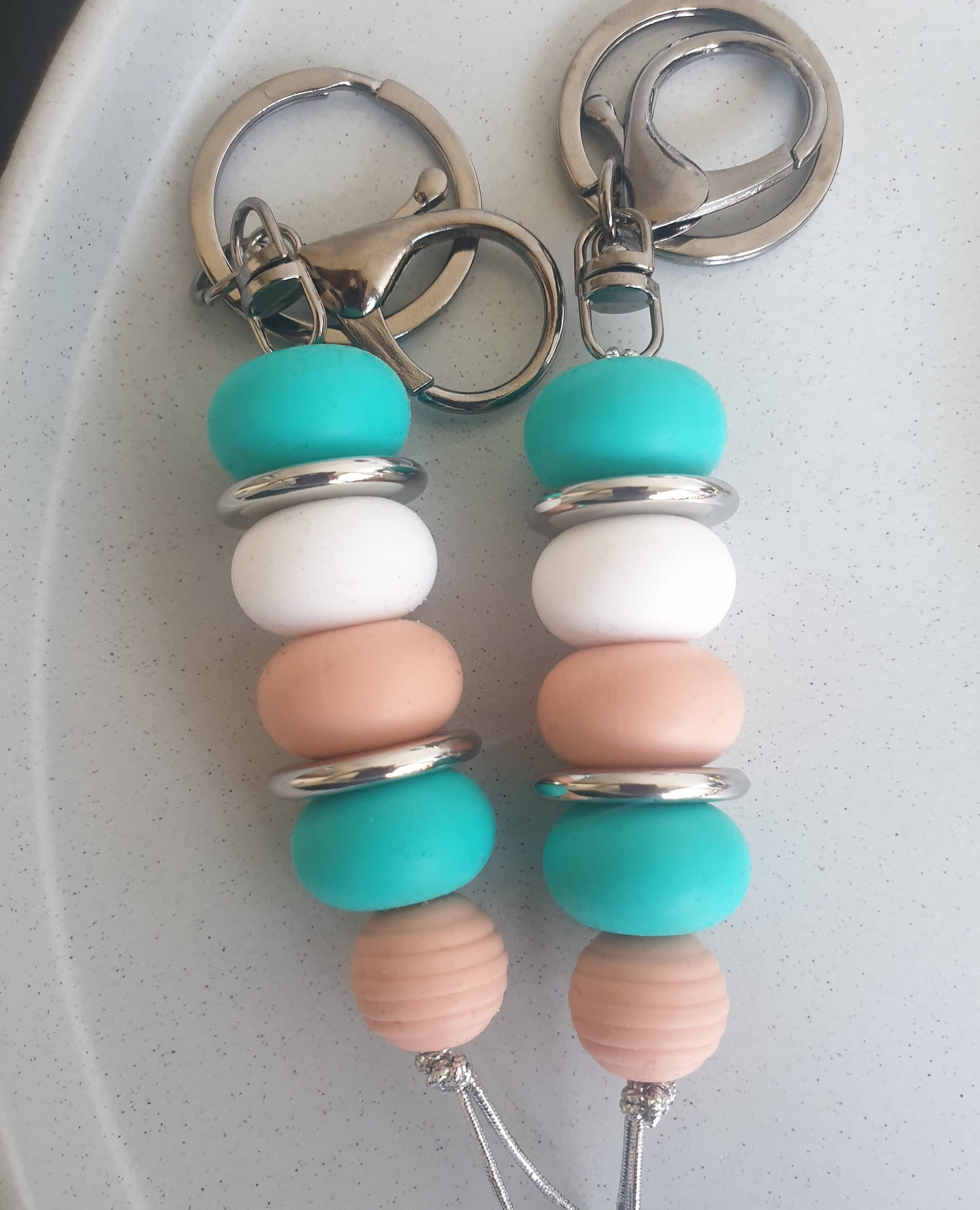 Beaded Keychain: Silicone Bead Keyring, Handbag Charm - image 4