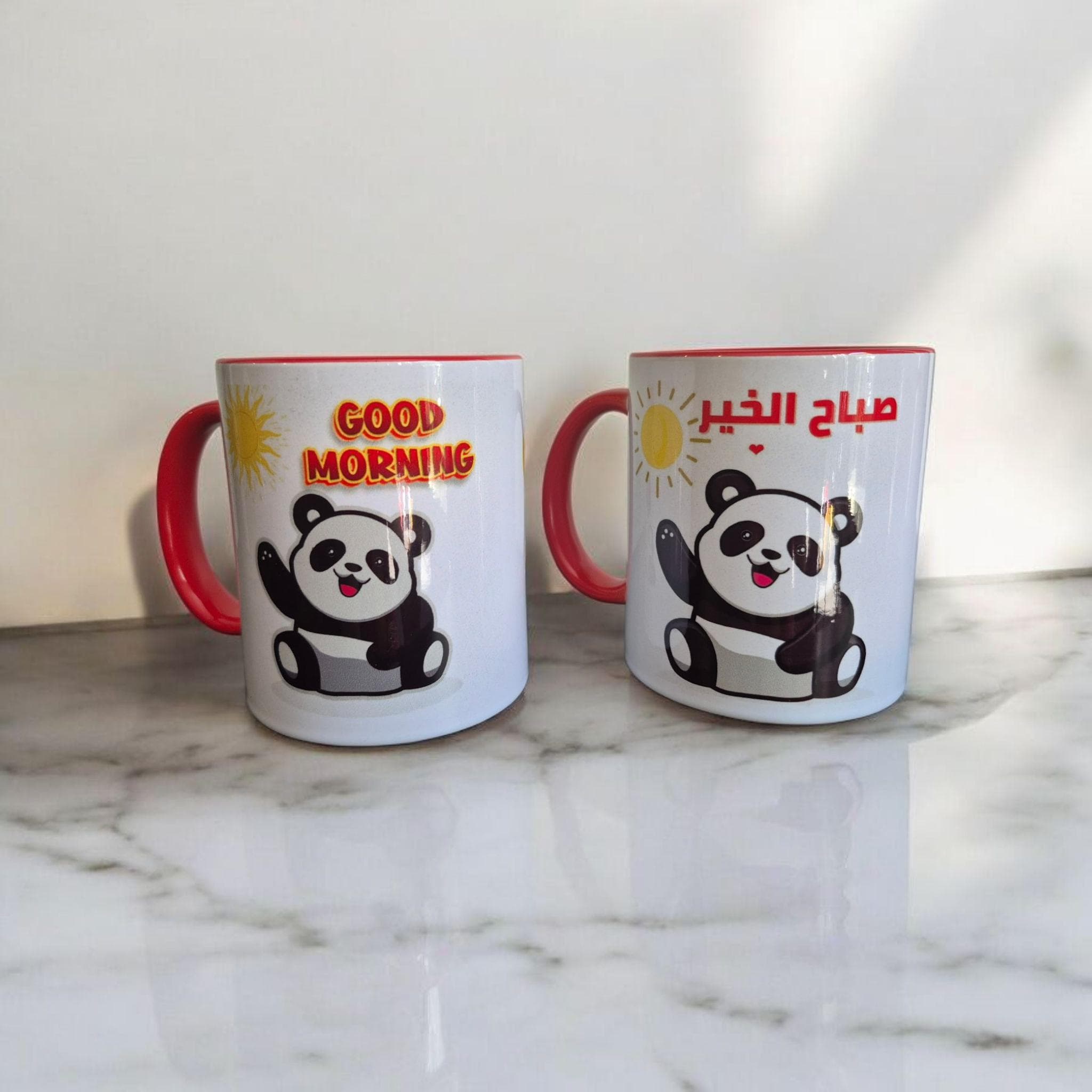 Bilingual Panda Mug Set: Arabic & English, Good Morning/Night - image 3
