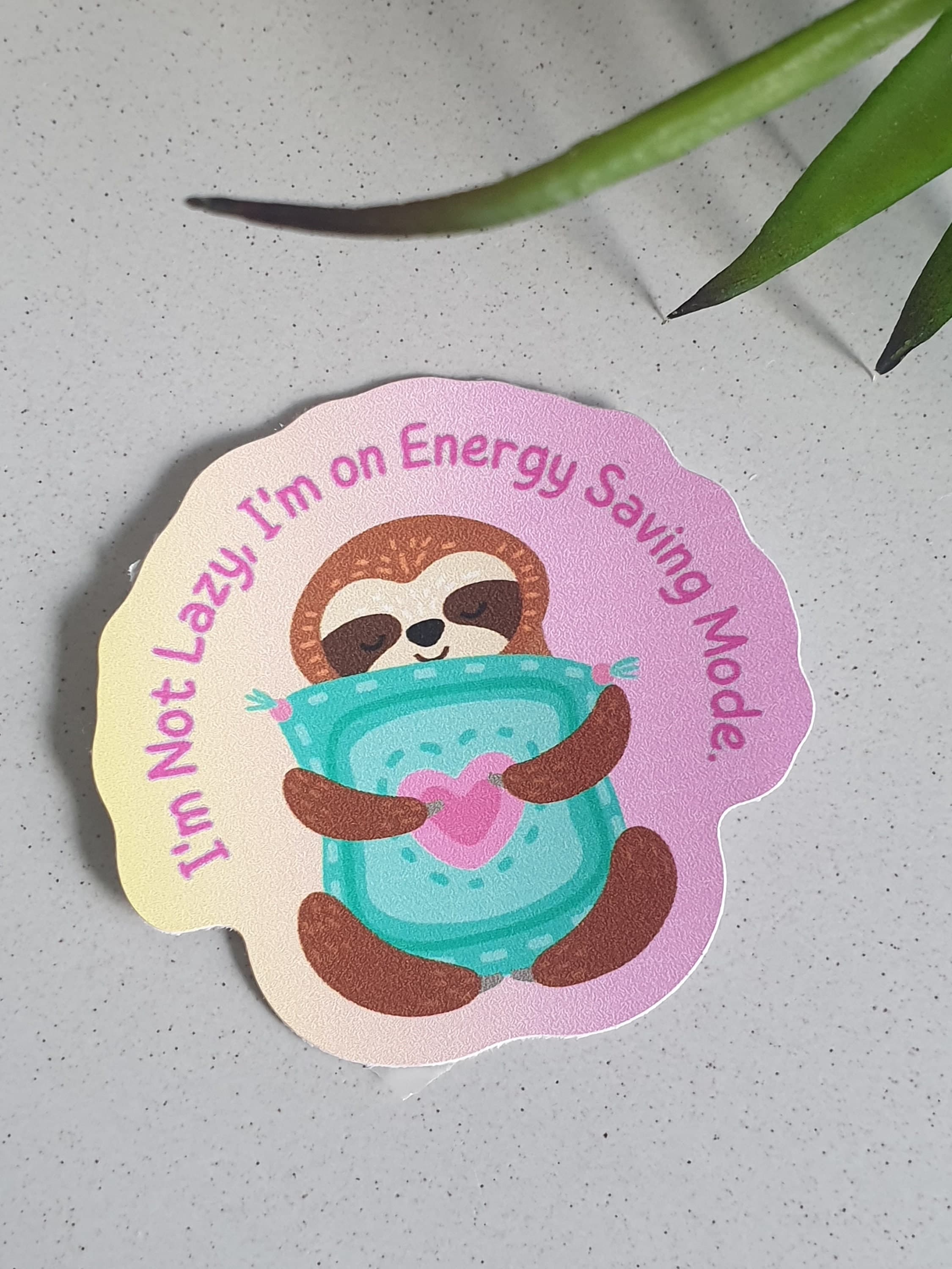 Lazy Sloth Waterproof Sticker: Energy Saving Mode
