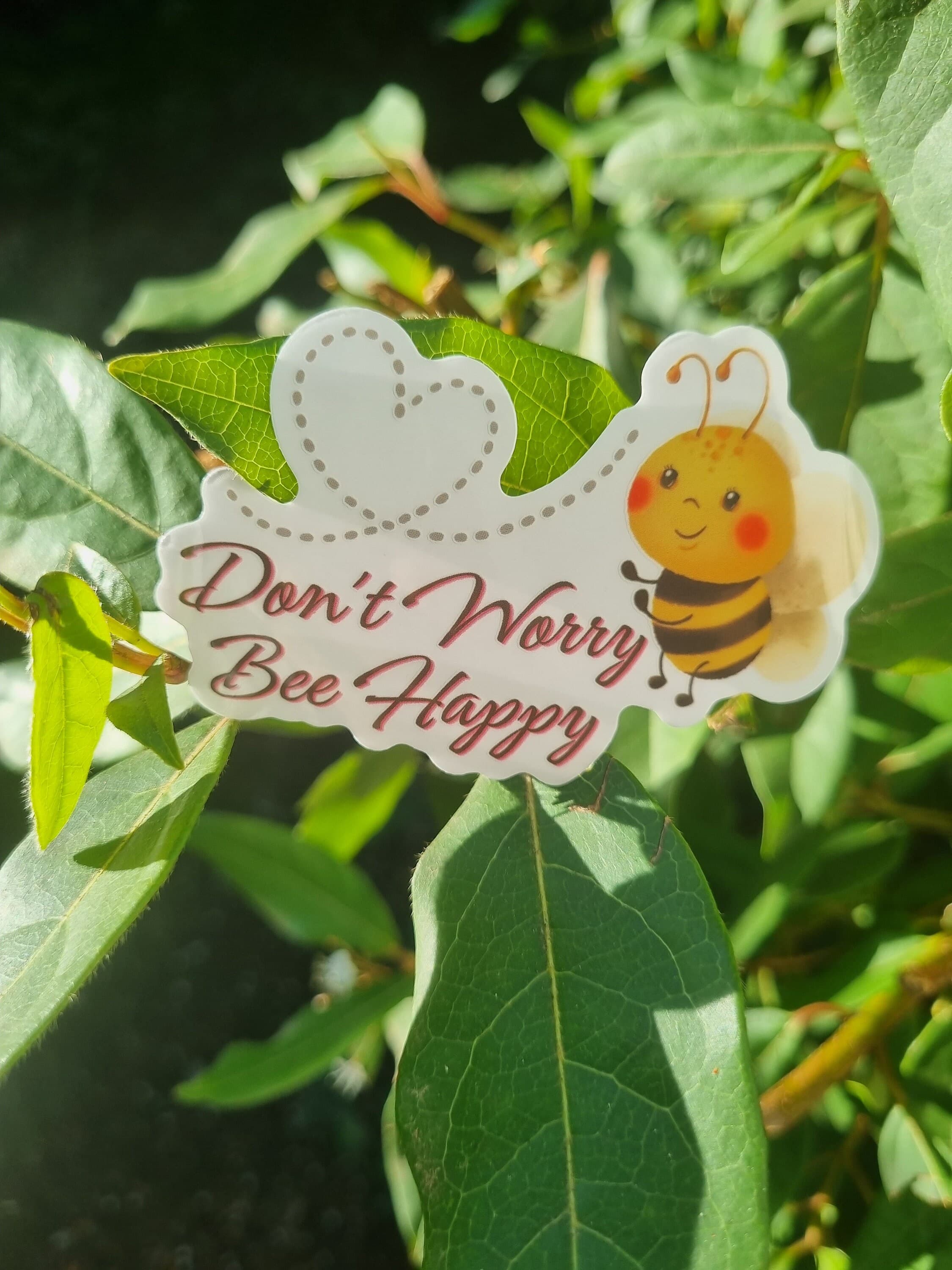 Bee Happy Sticker: Funny Clear Vinyl Decal (3 inch) - image 4