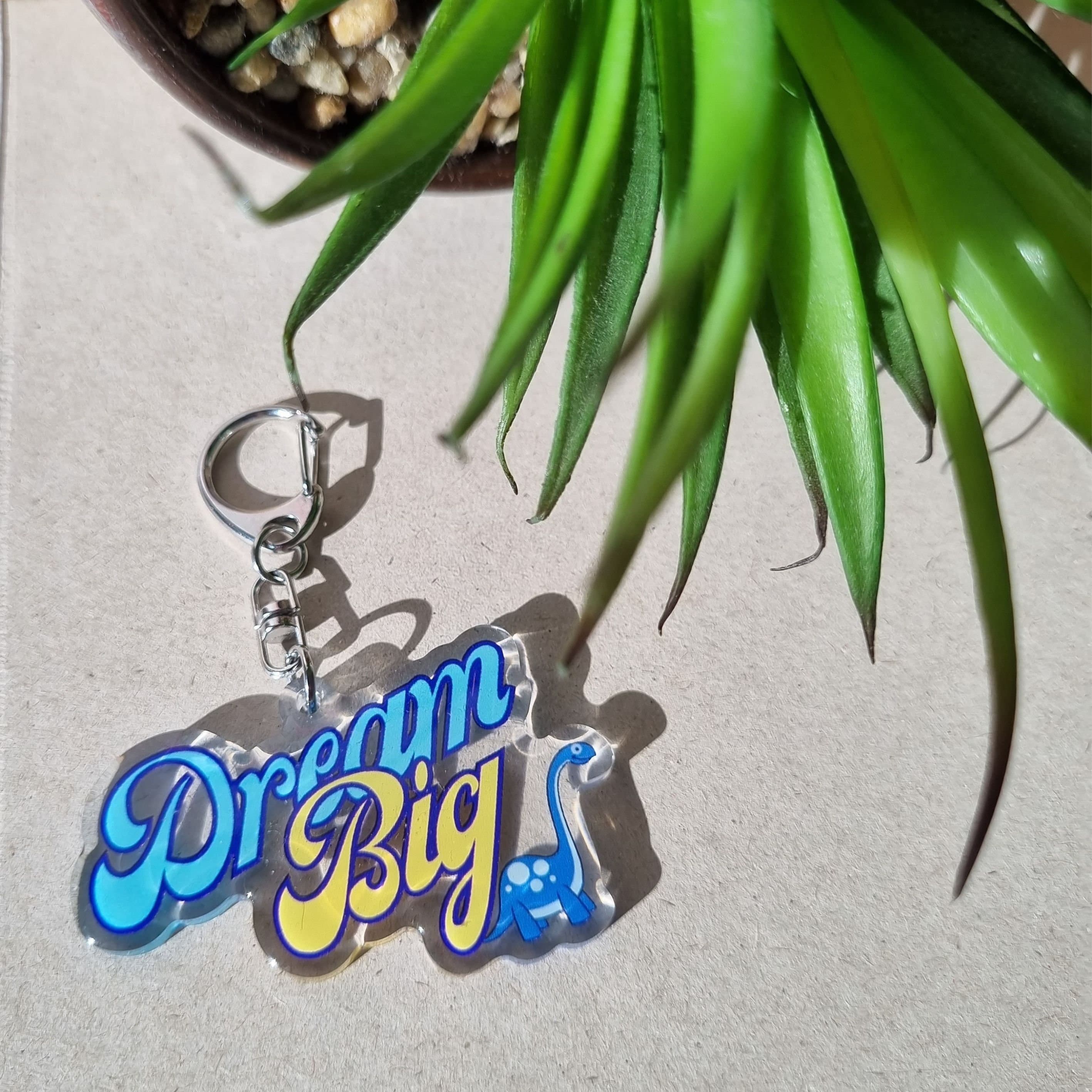 Dream Big Kids Keychain: Acrylic Dinosaur School Bag Charm - image 4