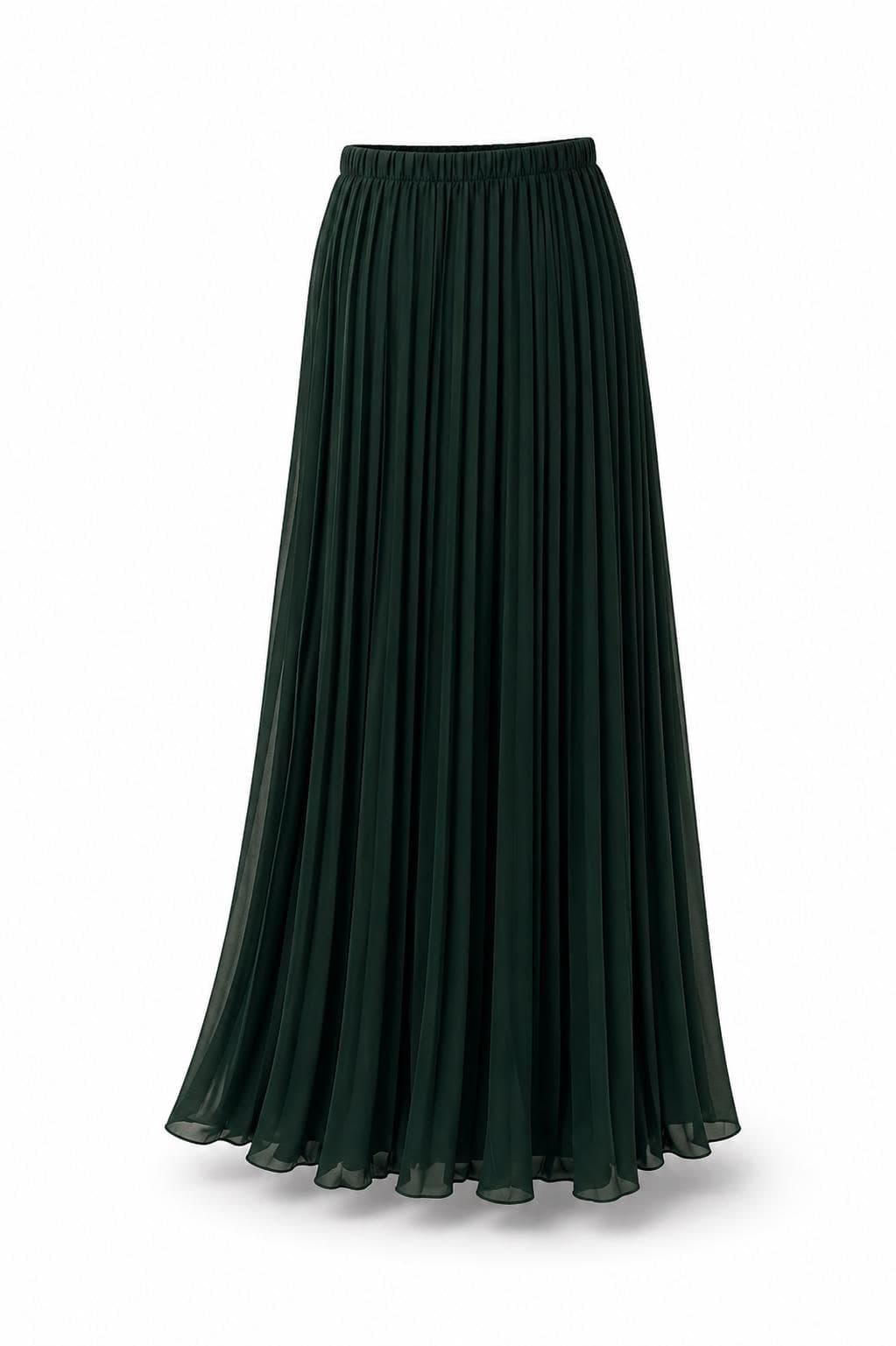 Muslim Maxi Skirt Pleated Chiffon Skirt High Waisted Modest Long Skirt Flowy Elegant Hijabi Outfit Formal Maxi Skirt