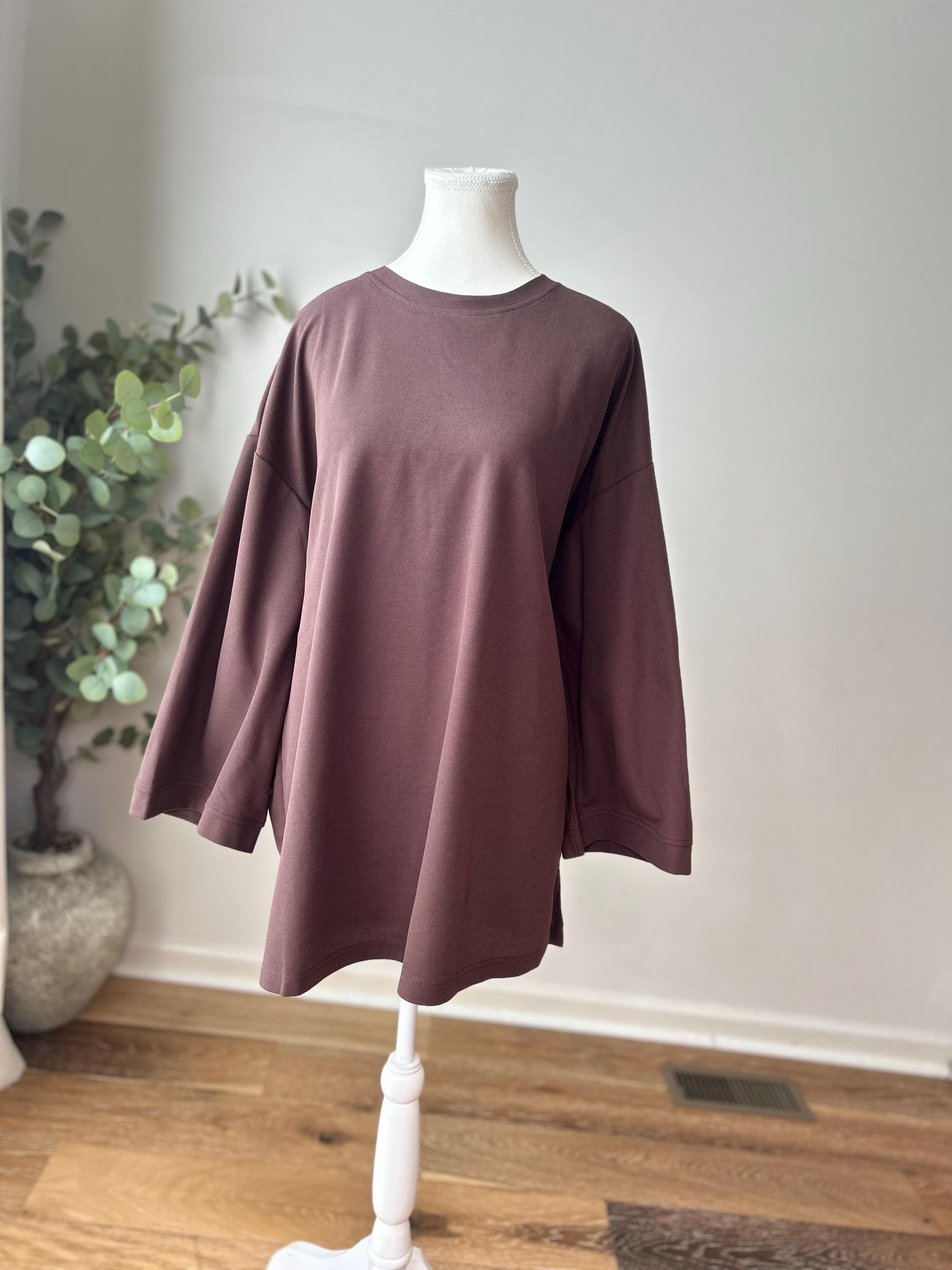 Modest Cotton Oversized Shirt Women | Long Sleeve Loose Tunic Top | Lightweight Summer Modest Clothing | Muslim Abaya Style Top | abaya top