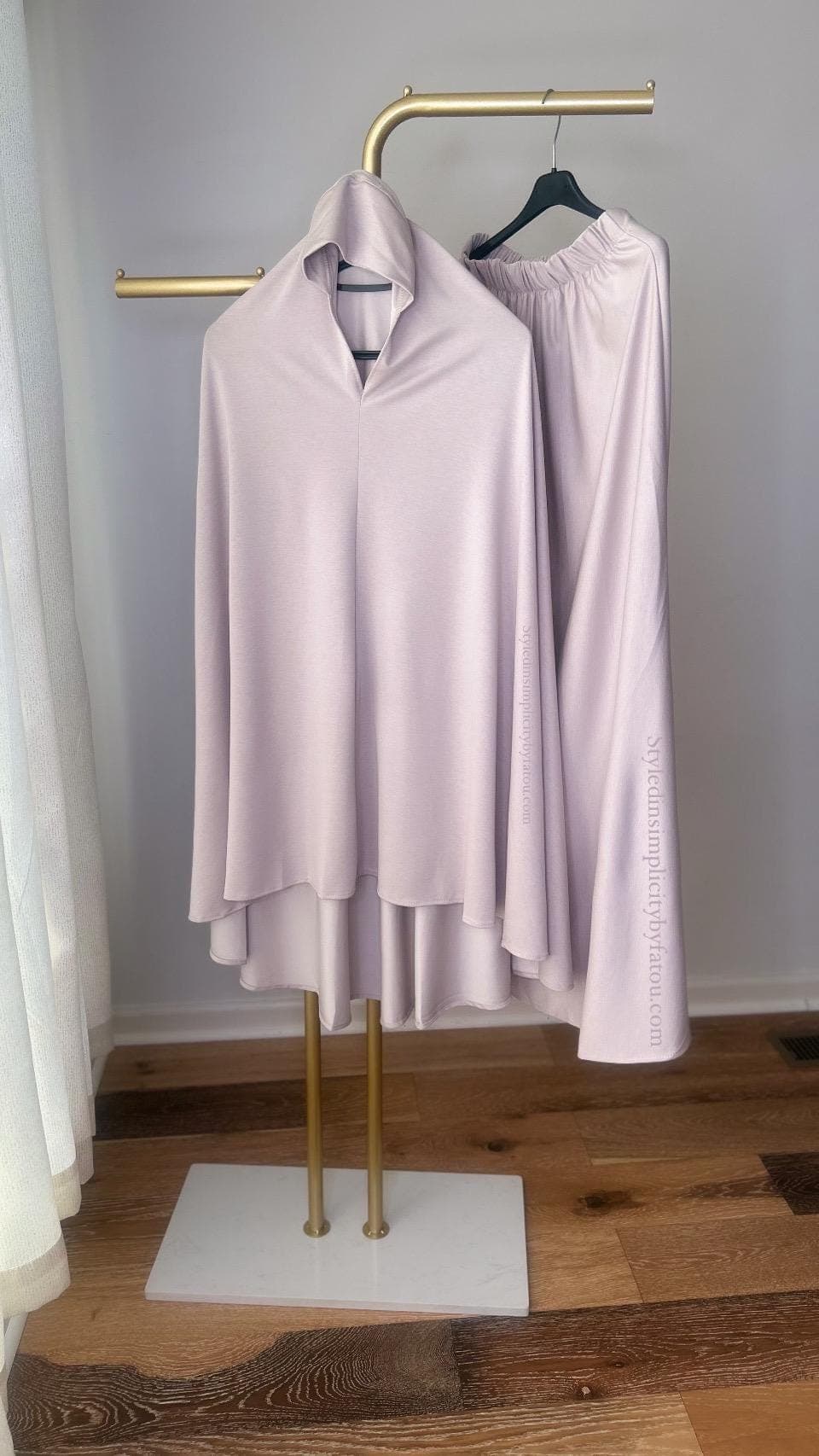 Women's Prayer Abaya Skirt & Hijab Set: Solid Muslim Dress - image 3