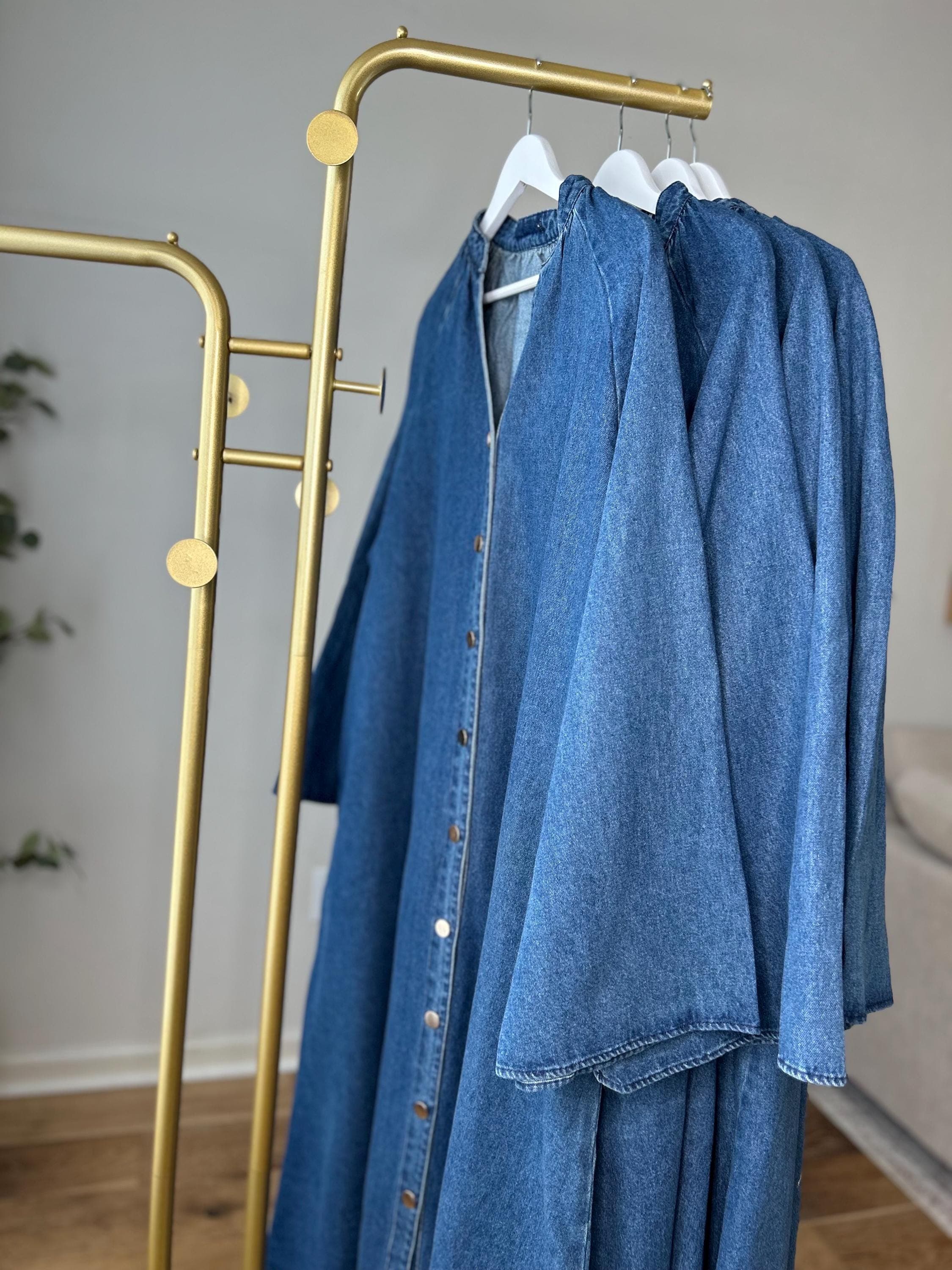 Summer Denim Abaya Lightweight Cotton Jean Abaya Oversized Modest Dress Button Down Maxi Abaya Casual Wear - image 4