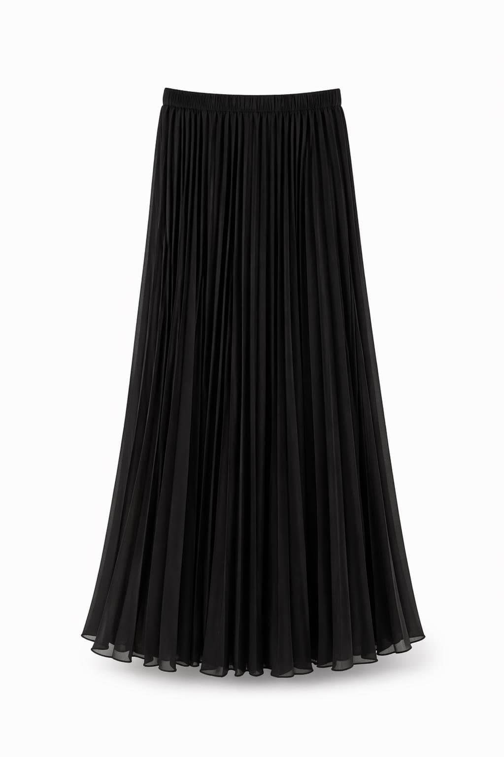 Pleated Maxi Skirt Chiffon Long Skirt High Waist Flowy Modest Skirt Muslim Clothing Elegant Women Skirt