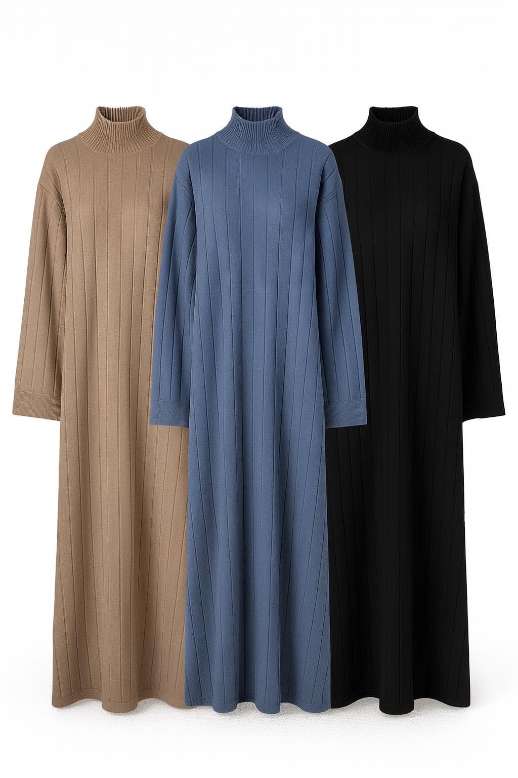 Winter Ribbed Knit Abaya Dress | Modest wool Maxi Dress | Warm Hijabi Outfit | Muslim Winter Clothing | Elegant Everyday Abaya