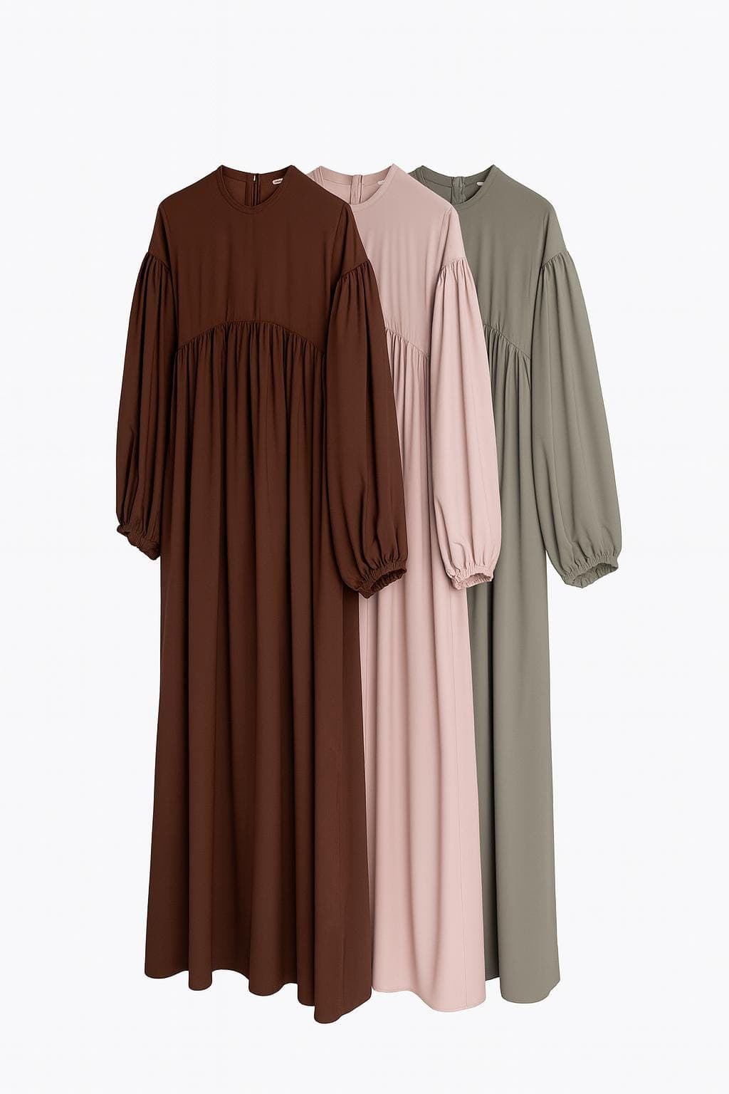 Balloon Sleeve Abaya Dress • Modest Maxi Dress Women • Elegant Flowy Abaya • Ramadan Eid Outfit • Long Sleeve Modest Dress • Muslim Clothing