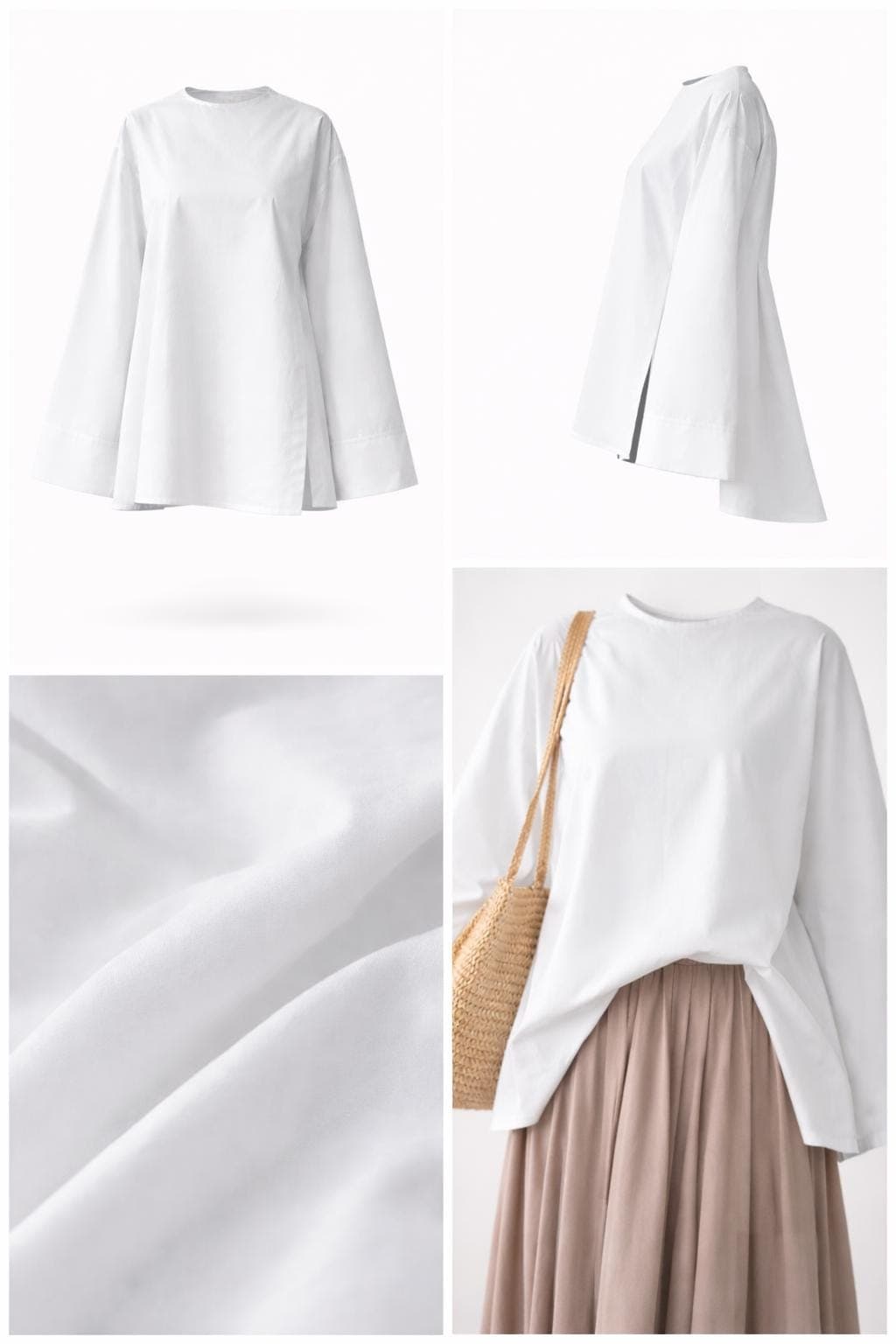 Modest Oversized Cotton Top for Women | Loose Tunic Blouse | Long Sleeve Minimalist Shirt | Modest Fashion Top | Summer Breathable Top - image 5