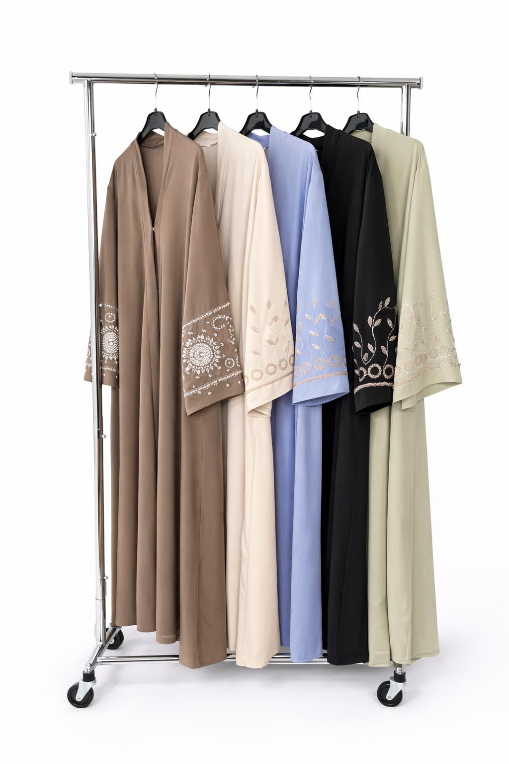 Luxury Eid Abaya with Pearl Embroidery | Elegant Ramadan Modest Dress | Muslim Open Abaya for Women | Eid Outfit