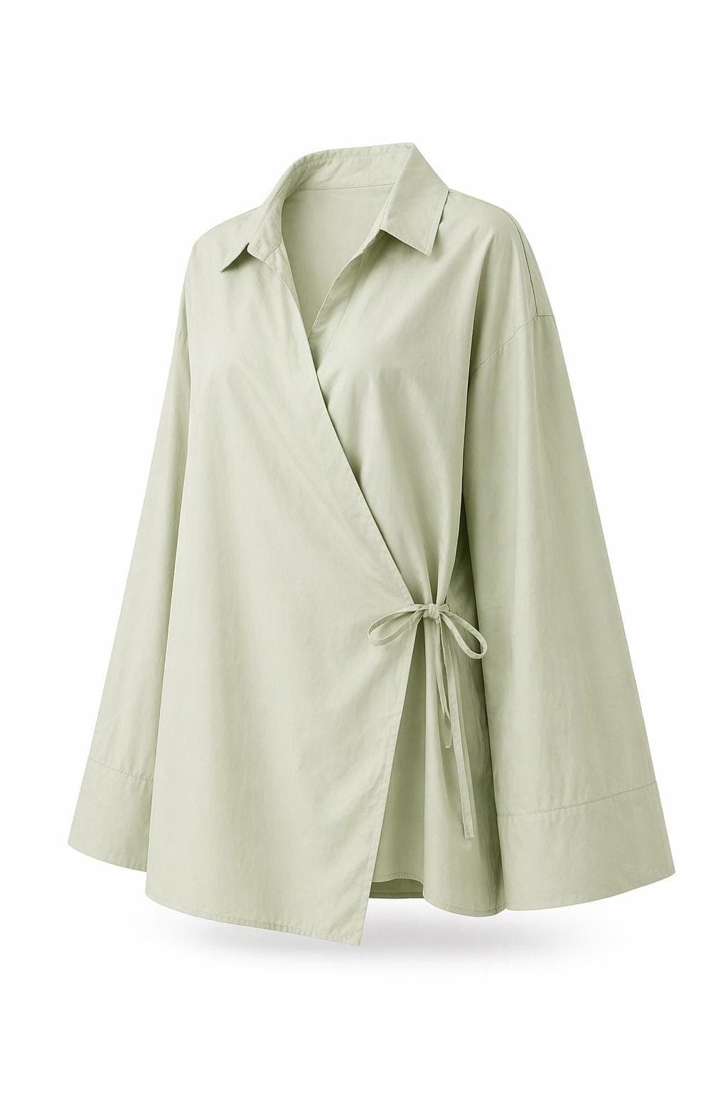 Modest Cotton Blouse Women Summer | Lightweight Loose Fit Long Sleeve Wrap Top | Breathable Minimal Modest Outfit