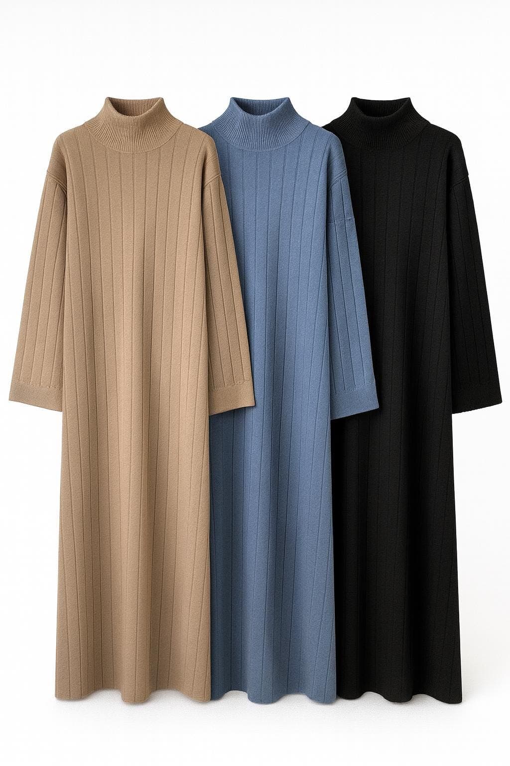 Winter Ribbed Knit Abaya Dress | Modest wool Maxi Dress | Warm Hijabi Outfit | Muslim Winter Clothing | Elegant Everyday Abaya - image 3