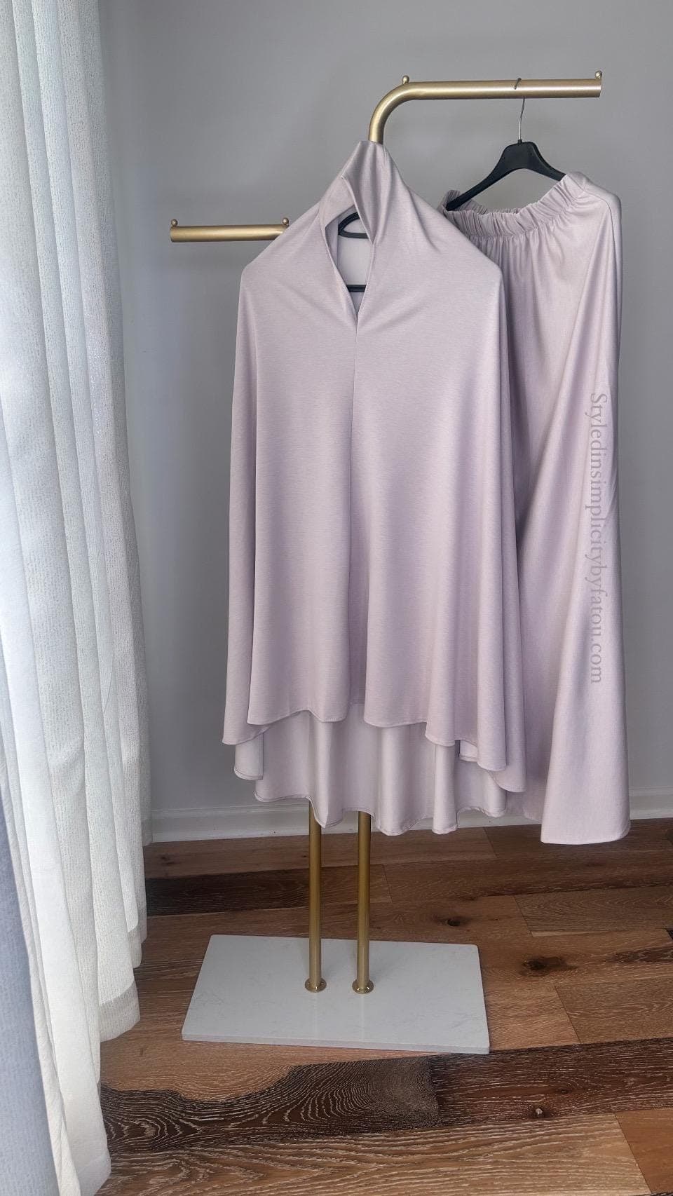 Women's Prayer Abaya Skirt & Hijab Set: Solid Muslim Dress - image 4