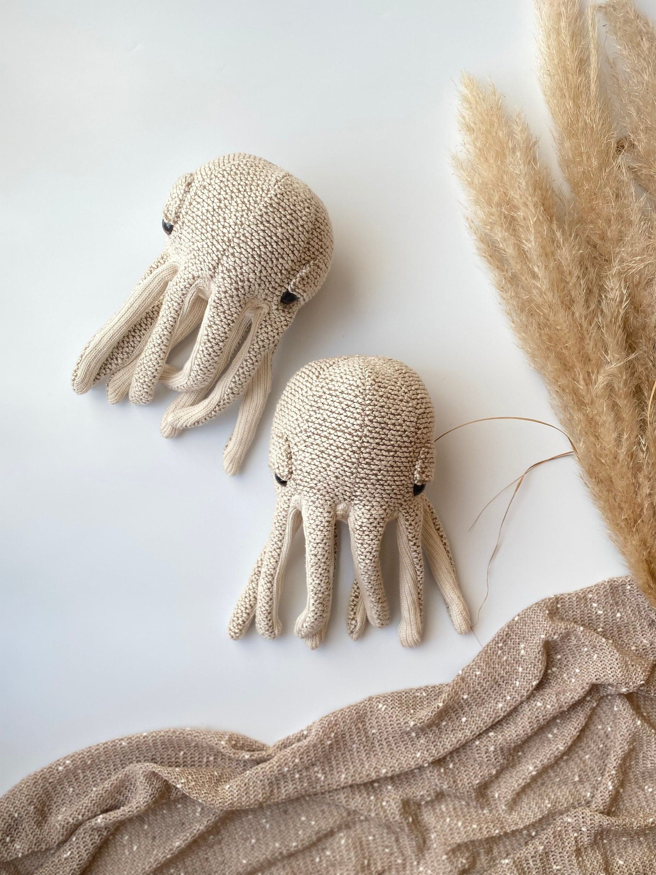 Handmade Knitted Octopus Plush Toy: Soft Stuffed Ocean Animal, Nursery Decor