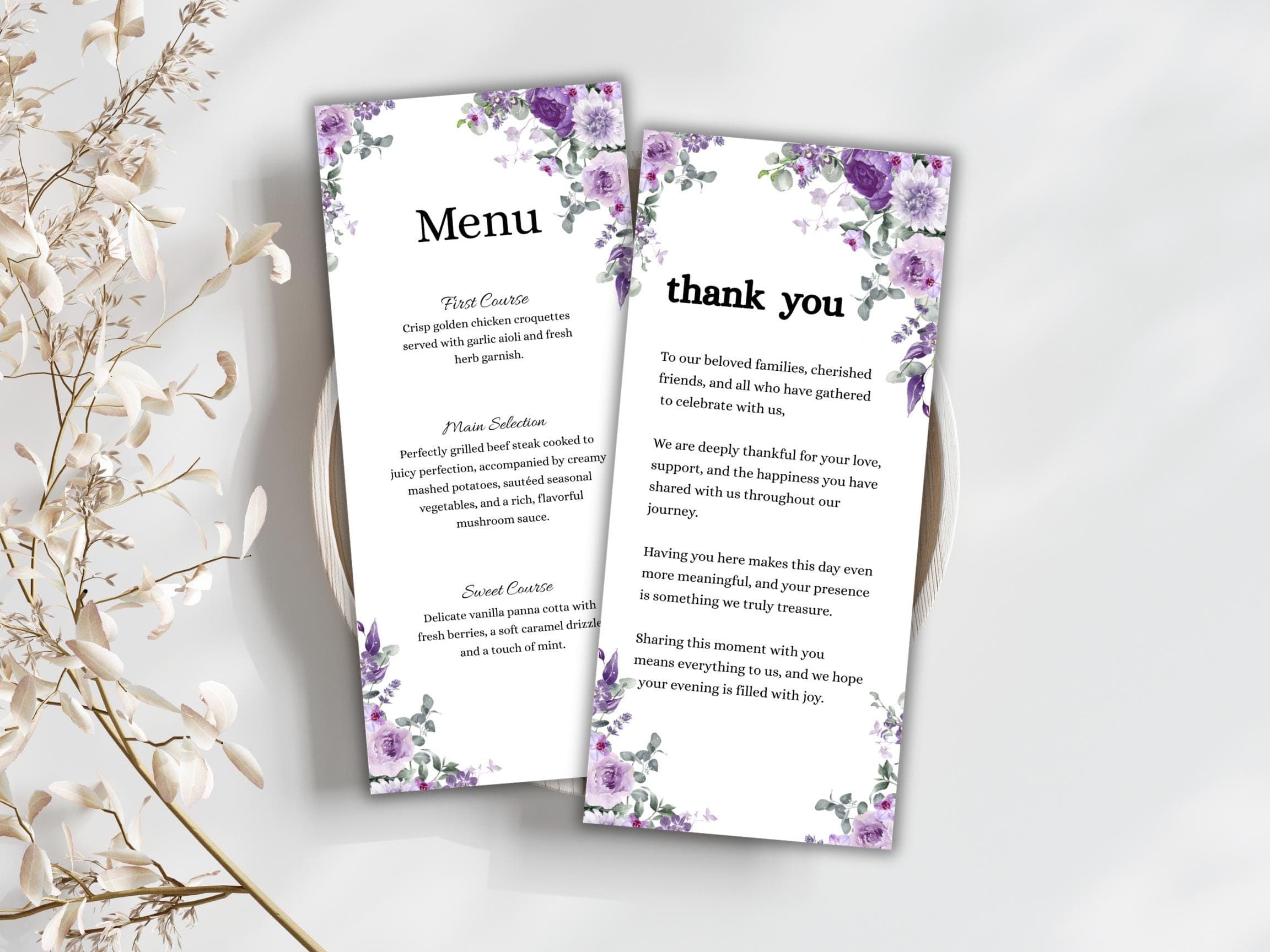 Wedding Thank you Card, Menu Card, Table Card. WI330 - image 5