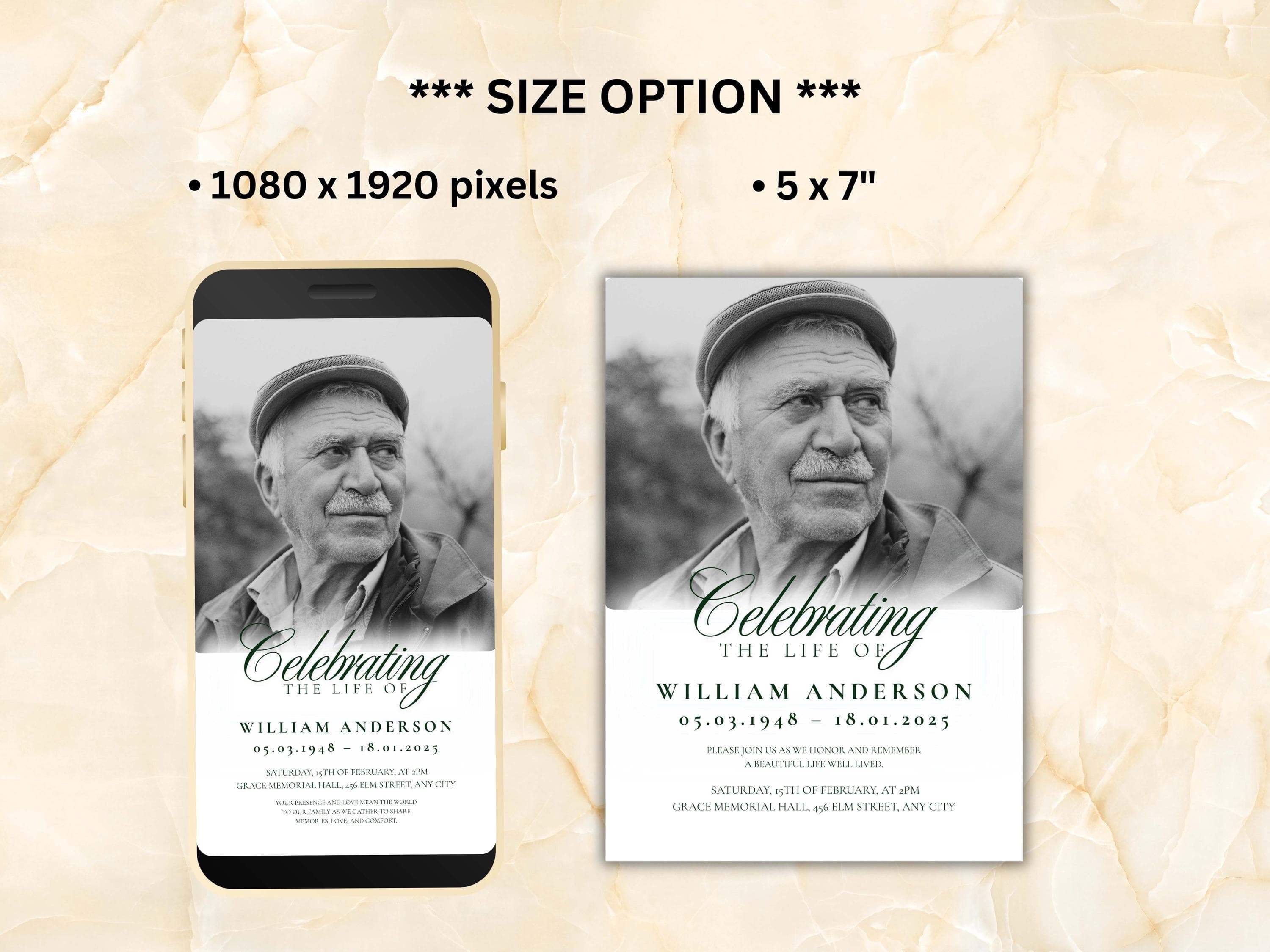 Funeral Invitation Template: Celebration of Life, Editable Memorial Card (Digital Download, 5x7 & Mobile Size) - image 5