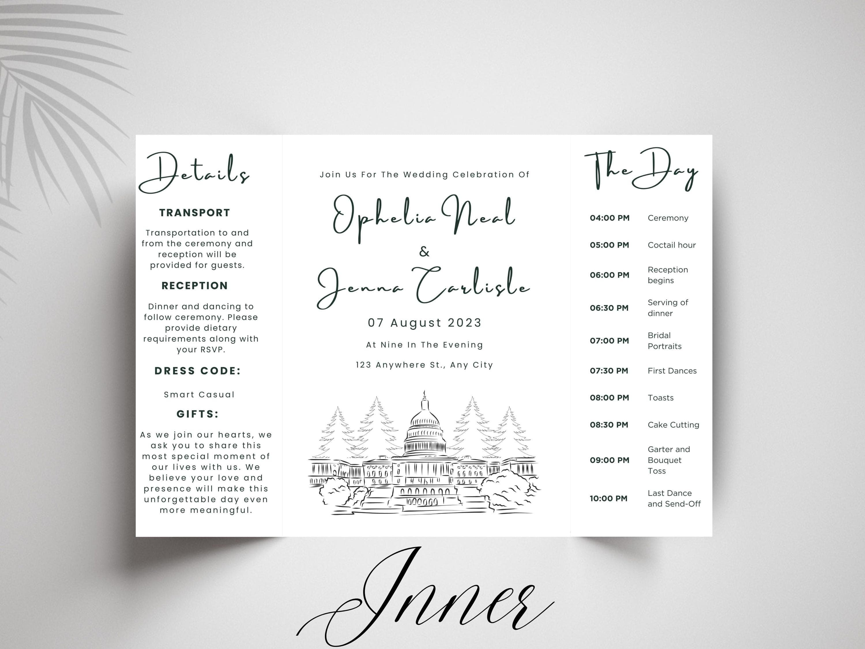 Modern Wedding Itinerary Template: Minimalist Timeline Card (Printable Digital Download) - image 5