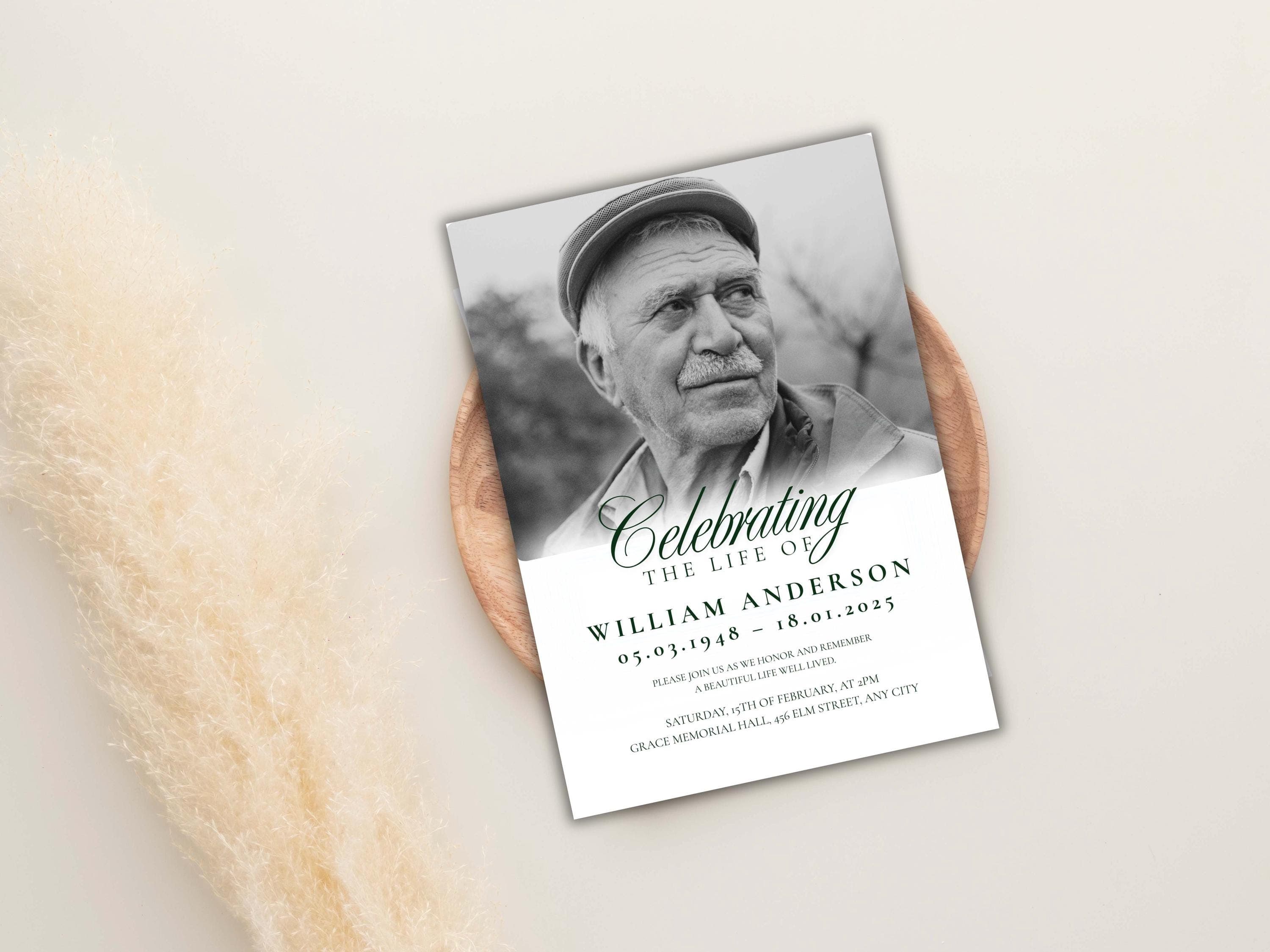 Funeral Invitation Template: Celebration of Life, Editable Memorial Card (Digital Download, 5x7 & Mobile Size) - image 4