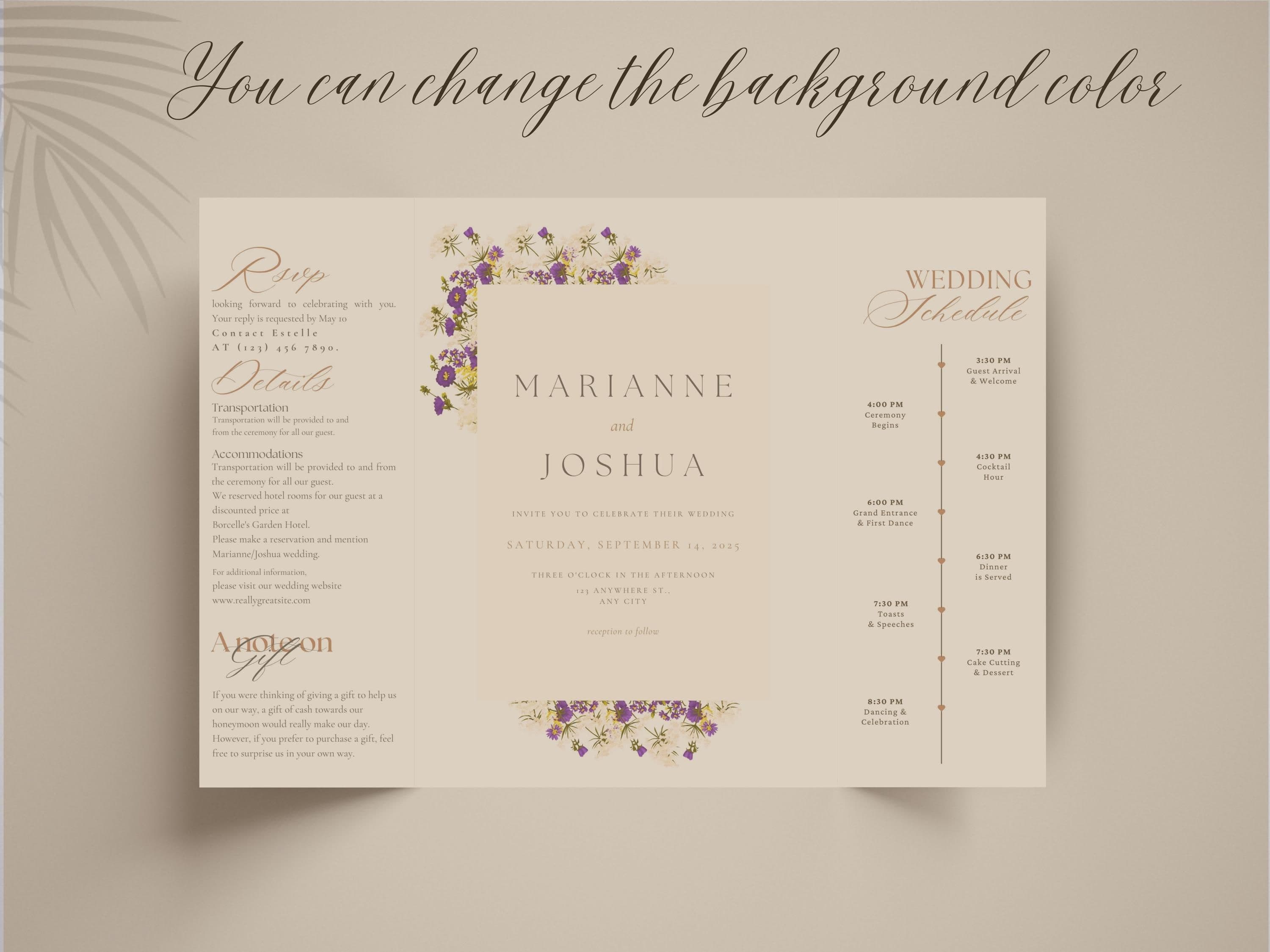 Floral Gatefold Wedding Invitation Template: Editable Design (Digital Download) - image 4