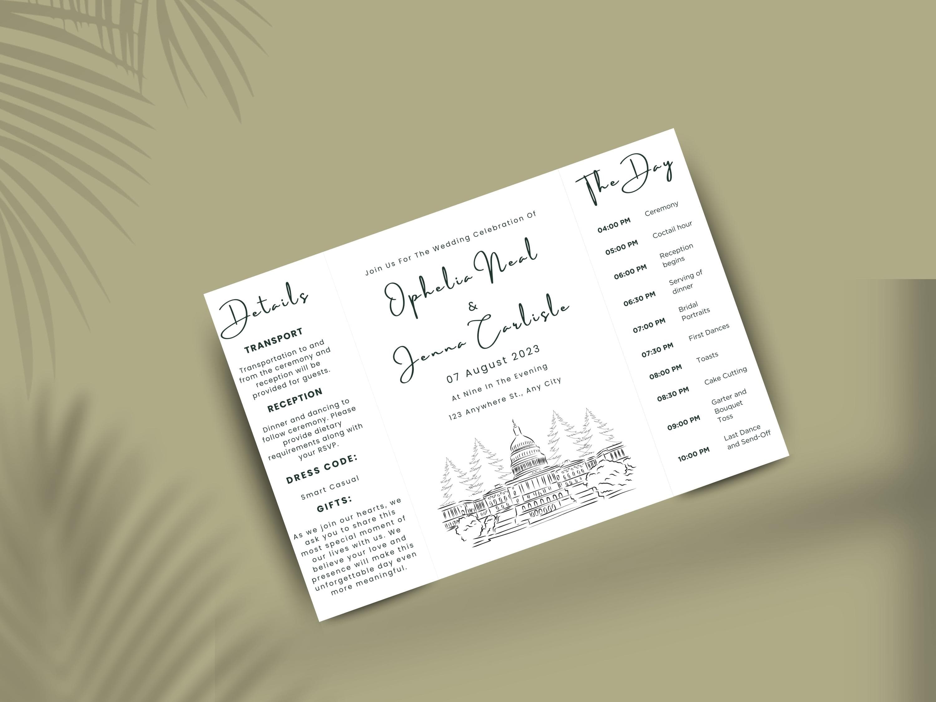 Modern Wedding Itinerary Template: Minimalist Timeline Card (Printable Digital Download) - image 4