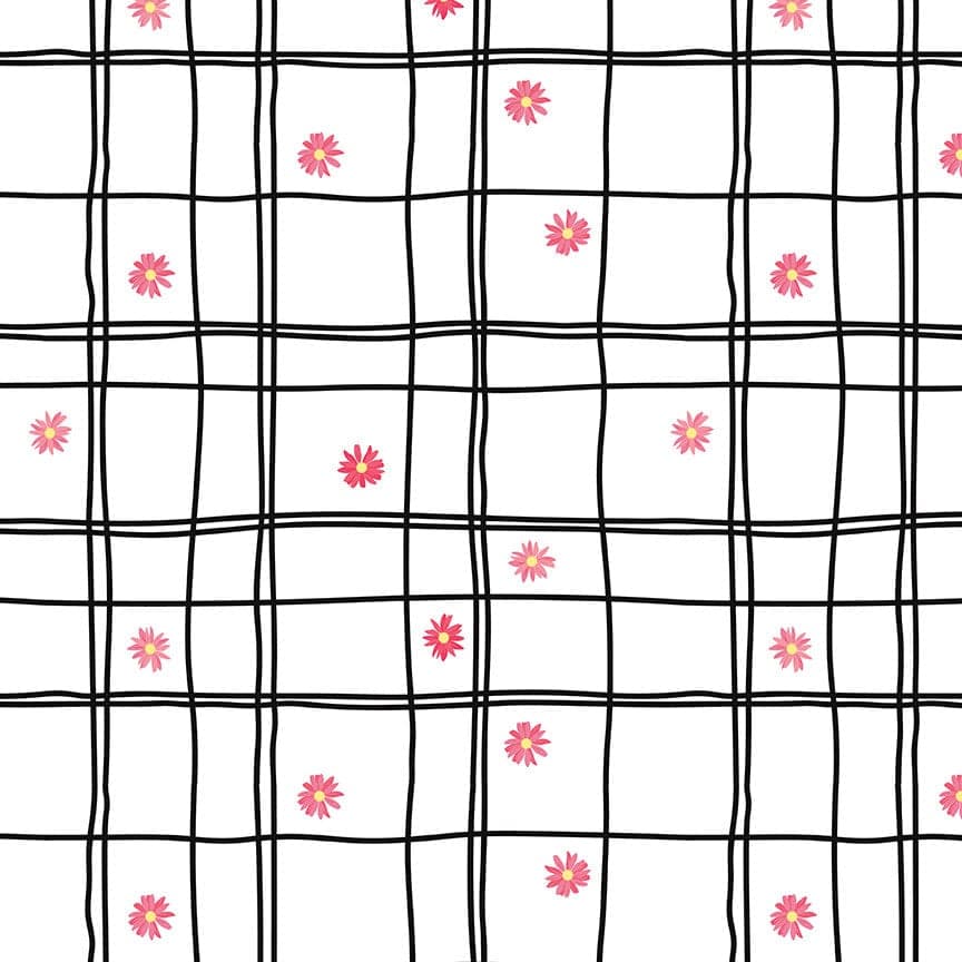 Flour & Flower- Canvas- Flower Grid- White- CV14018- Riley Blake Designs by Jill Finley