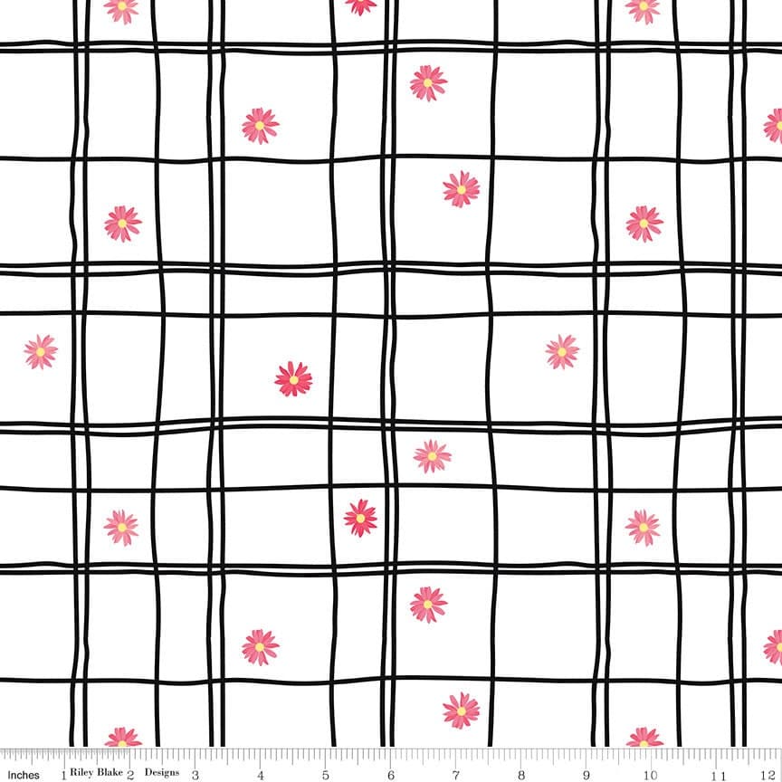 Flour & Flower- Canvas- Flower Grid- White- CV14018- Riley Blake Designs by Jill Finley - image 3