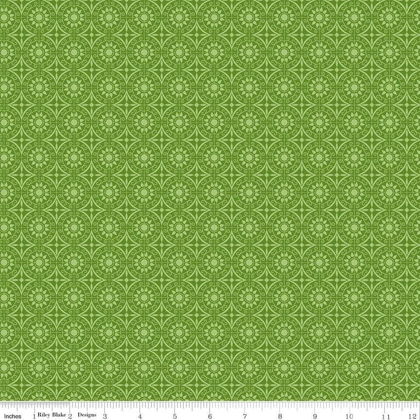Flour & Flower- Tiles- Green- C14016- Riley Blake Designs by Jill Finley