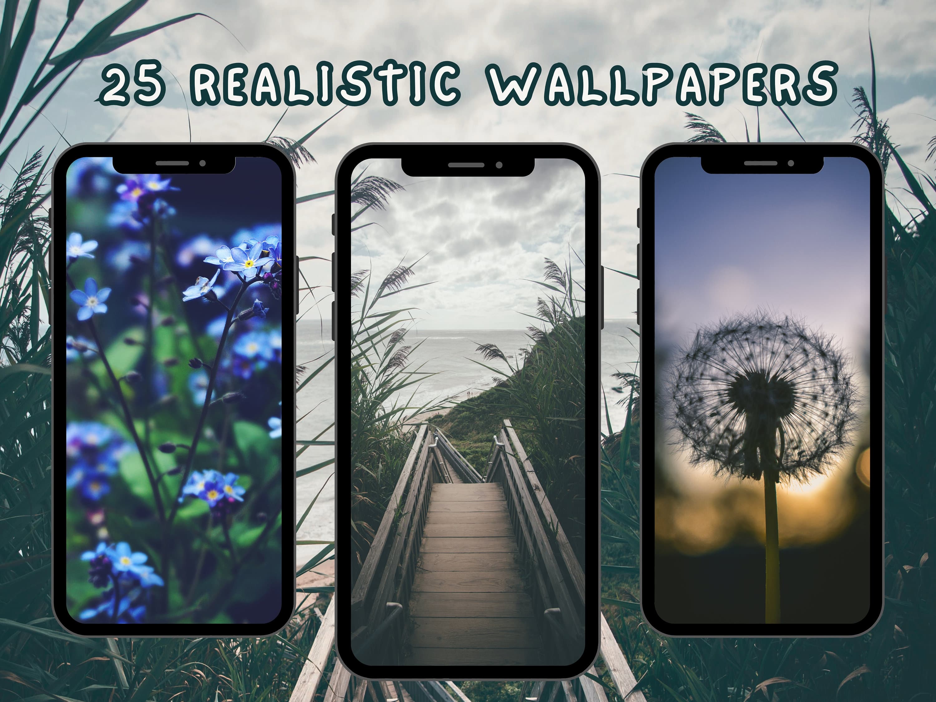 25 Realistic Nature Mobile Wallpapers – Landscape Phone Backgrounds (Digital Download)