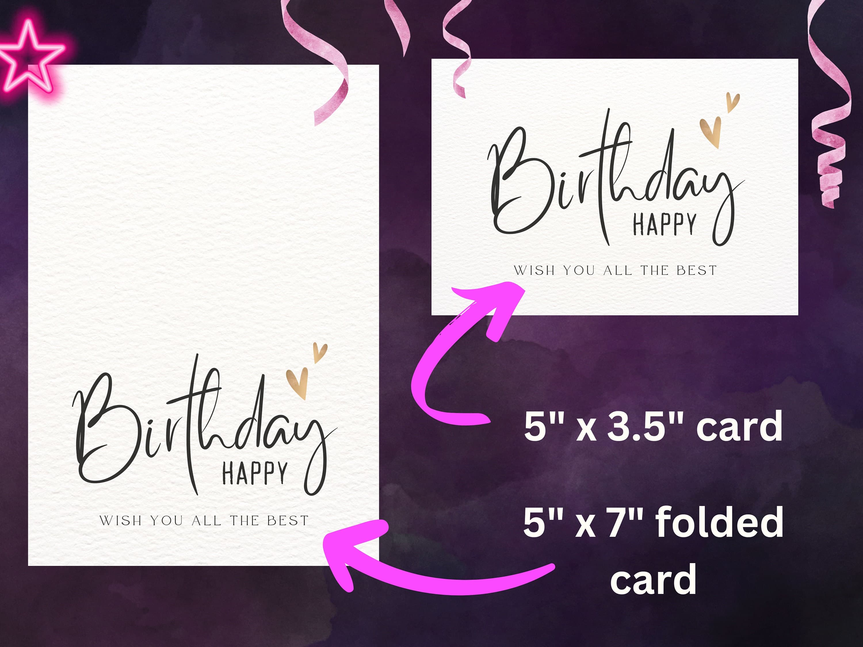 Printable Happy Birthday Card | Modern Script (PDF + PNG) - image 3