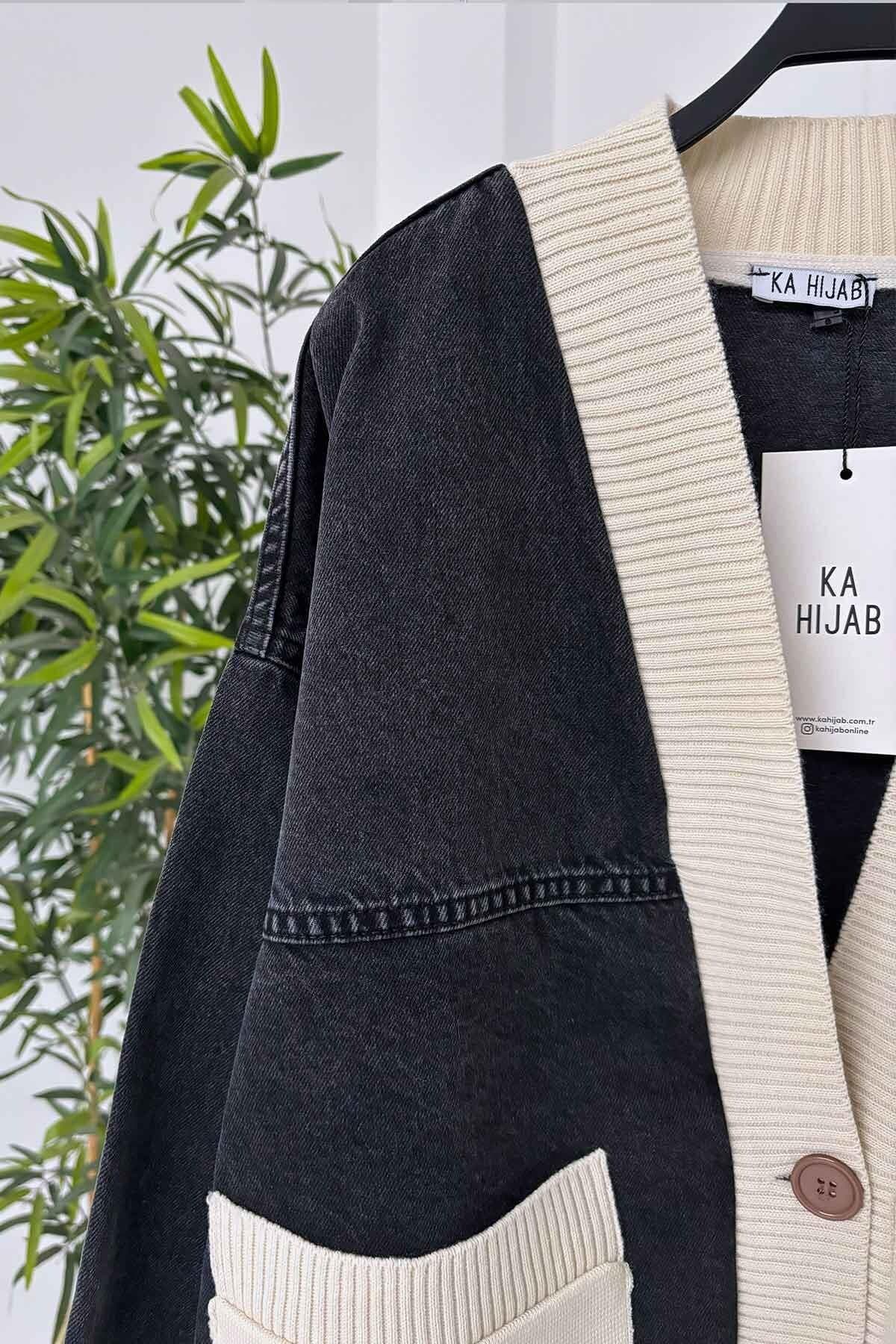 Double Pocket Knit Cardigan for Women – Chic Denim Fabric, Versatile Casual Outerwear, Perfect for Everyday and Layering Needs, (KH-1879) - image 3