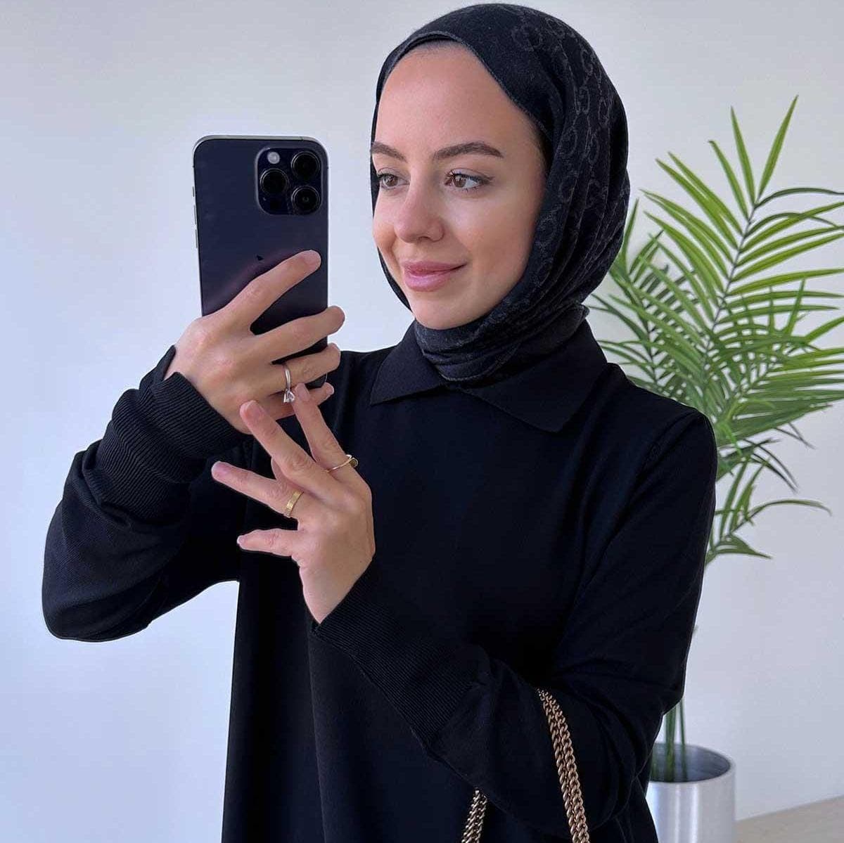 Elegant Black Shirt Collar Mercerized Dress – Modest Fashion Long Sleeve Minimal Style for Casual and Special Occasions,(KH-2011)