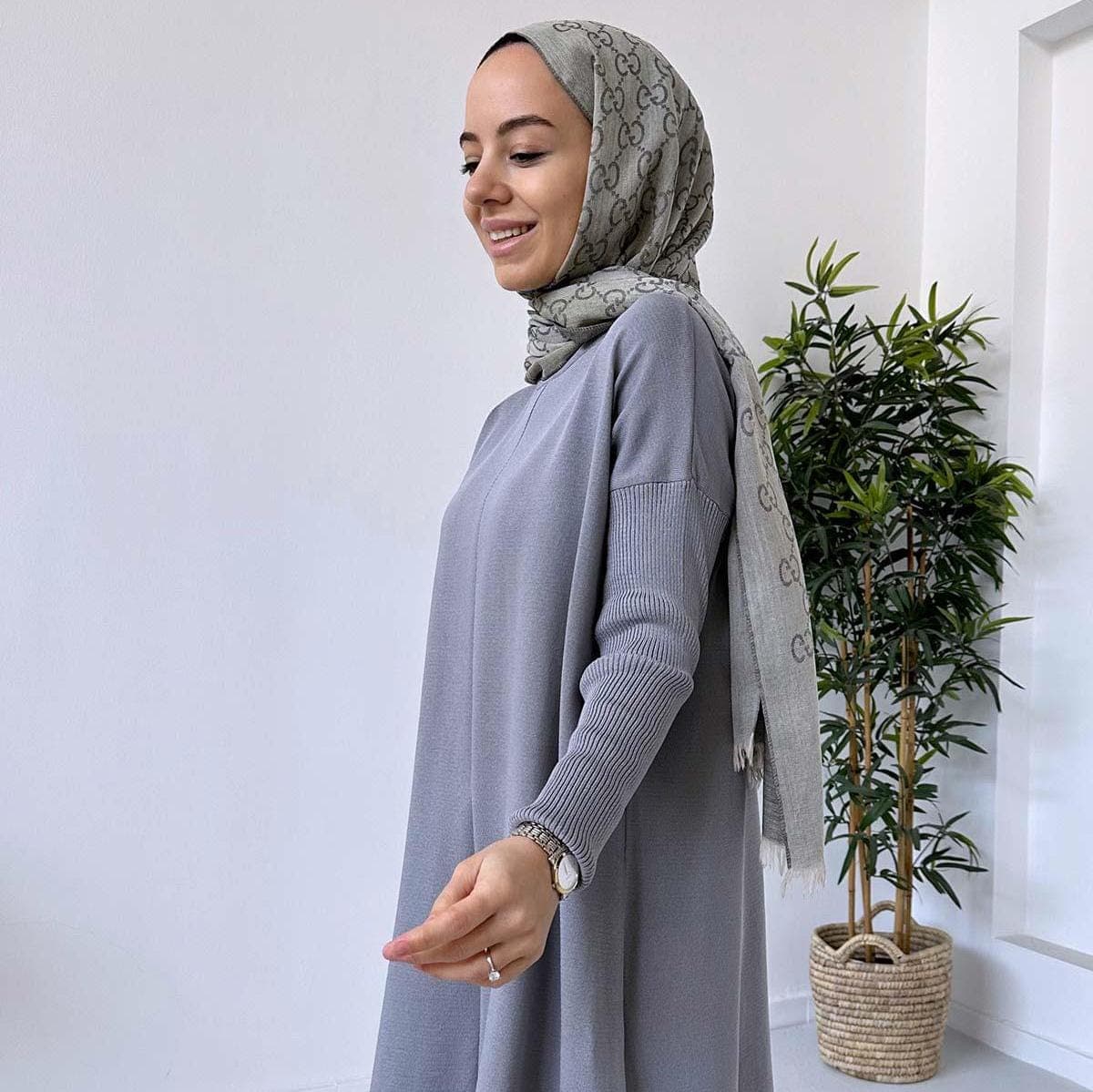 Elegant Gray Mercerized Tunic for Women - Soft Knit Fabric, Side Slit Design, Modest Wear, Perfect for Casual & Office Styles,(KH-1747) - image 3