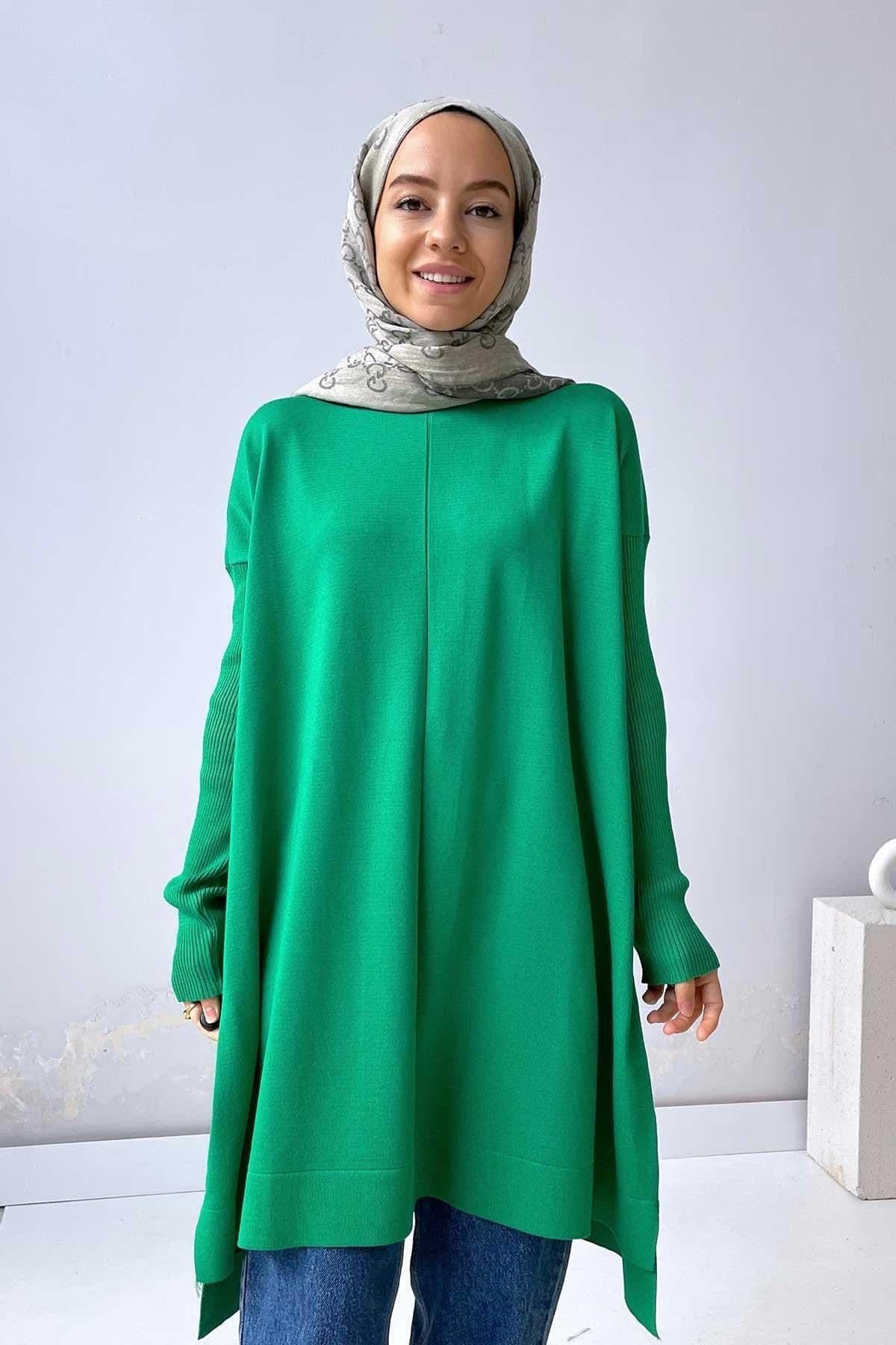 Elegant Green Mercerized Tunic-Modest Fashion for Women,Comfortable and Flowy Design,Versatile Casual or Formal Wear Great Gift Idea,KH-1747
