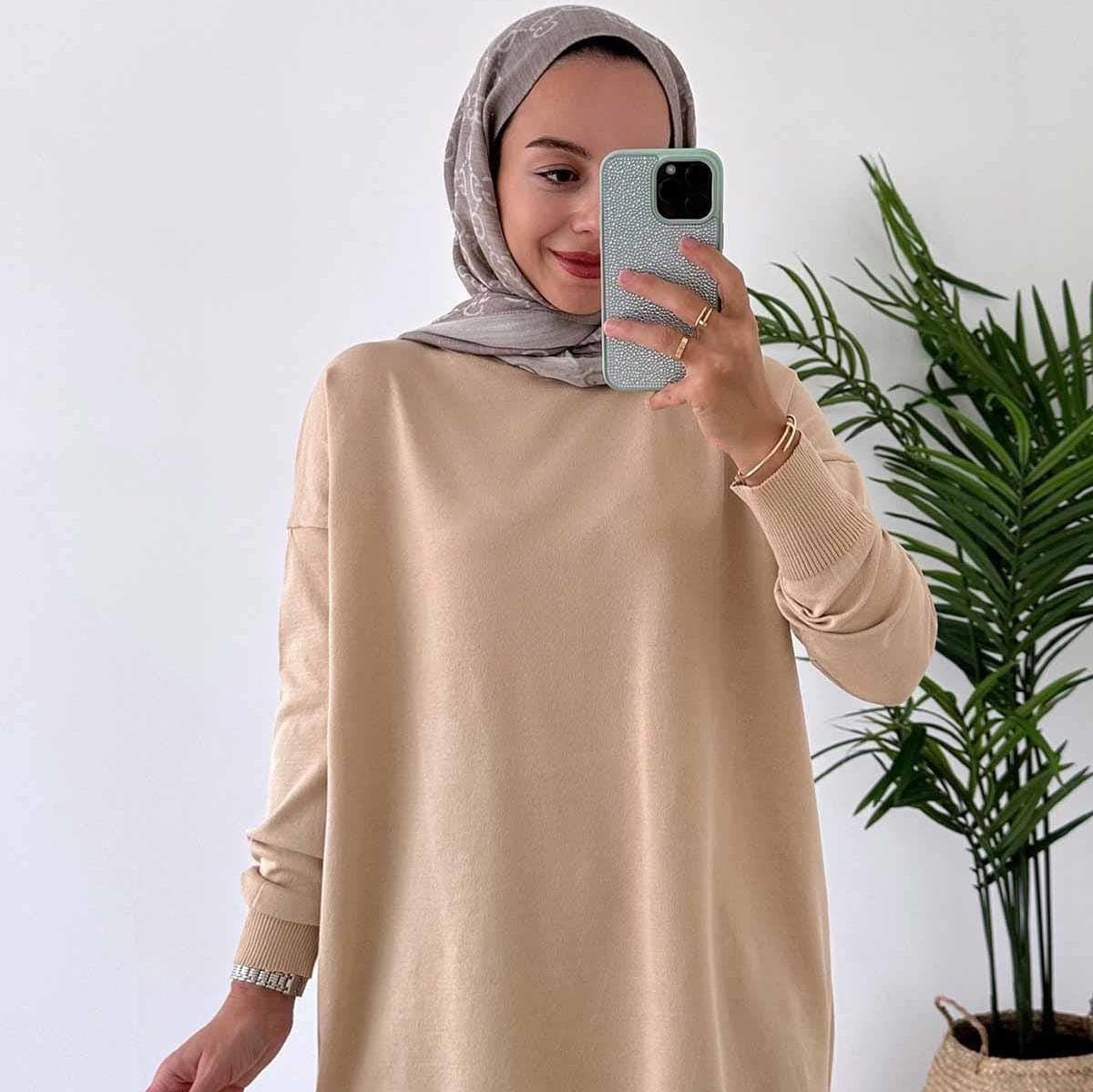 Stylish Mocha Mercerized Two-Piece Set–Luxurious Sparkling Knitwear Outfit with Comfortable Fit, Perfect for Casual or Formal Wear,(KH-1241)