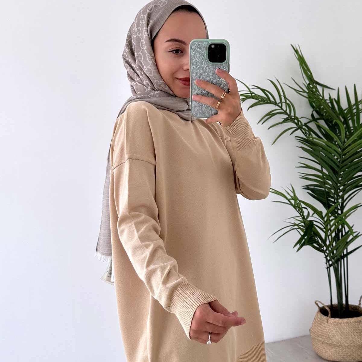 Stylish Mocha Mercerized Two-Piece Set–Luxurious Sparkling Knitwear Outfit with Comfortable Fit, Perfect for Casual or Formal Wear,(KH-1241) - image 4